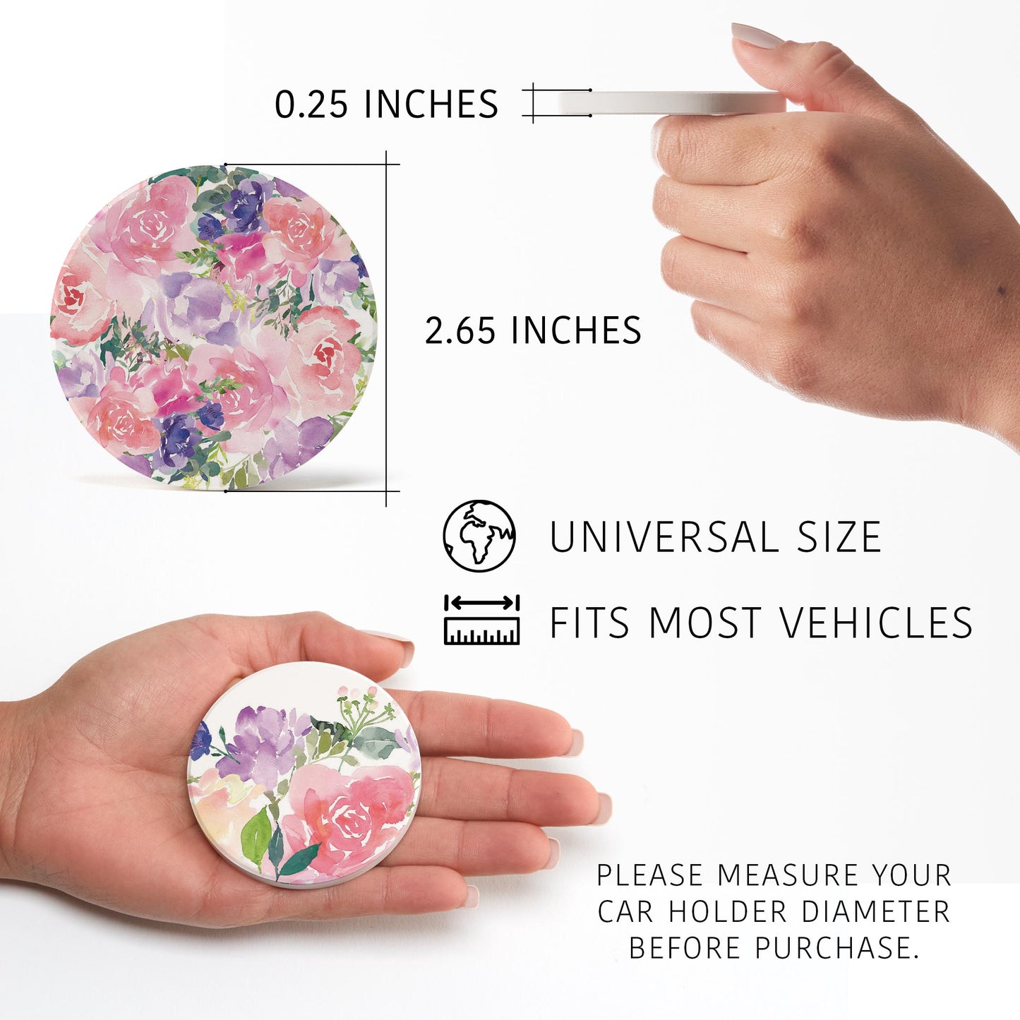 Car Coaster 2-Pack Kalia Lane-Floral Watercolor Patterns 2 -5