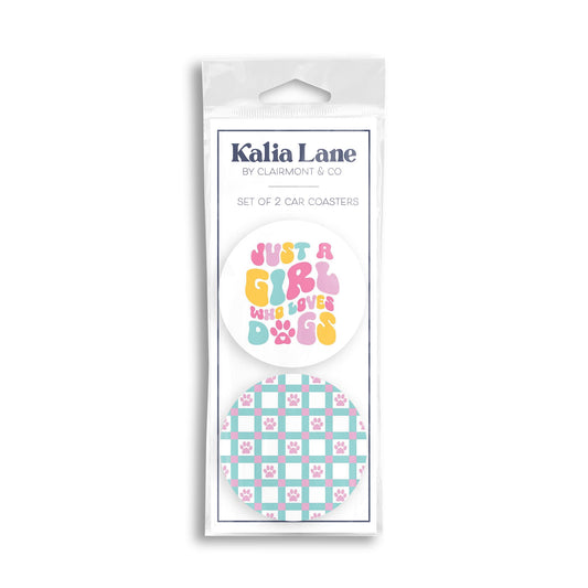 Car Coaster 2-Pack Kalia Lane-Just A Girl Who Loves Dogs & Pattern -0