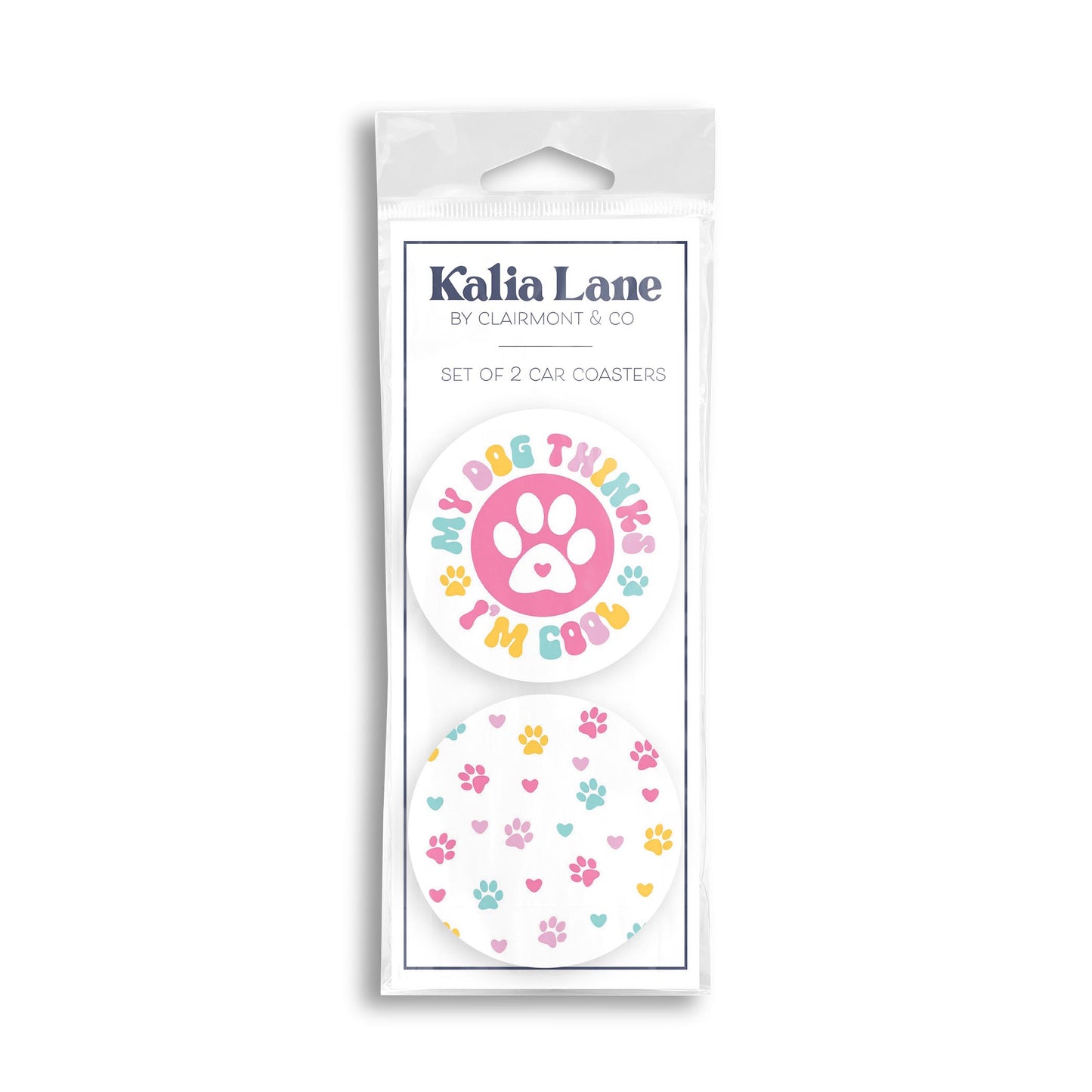 Car Coaster 2-Pack Kalia Lane-My Dog Thinks I'm Cool & Pattern -0