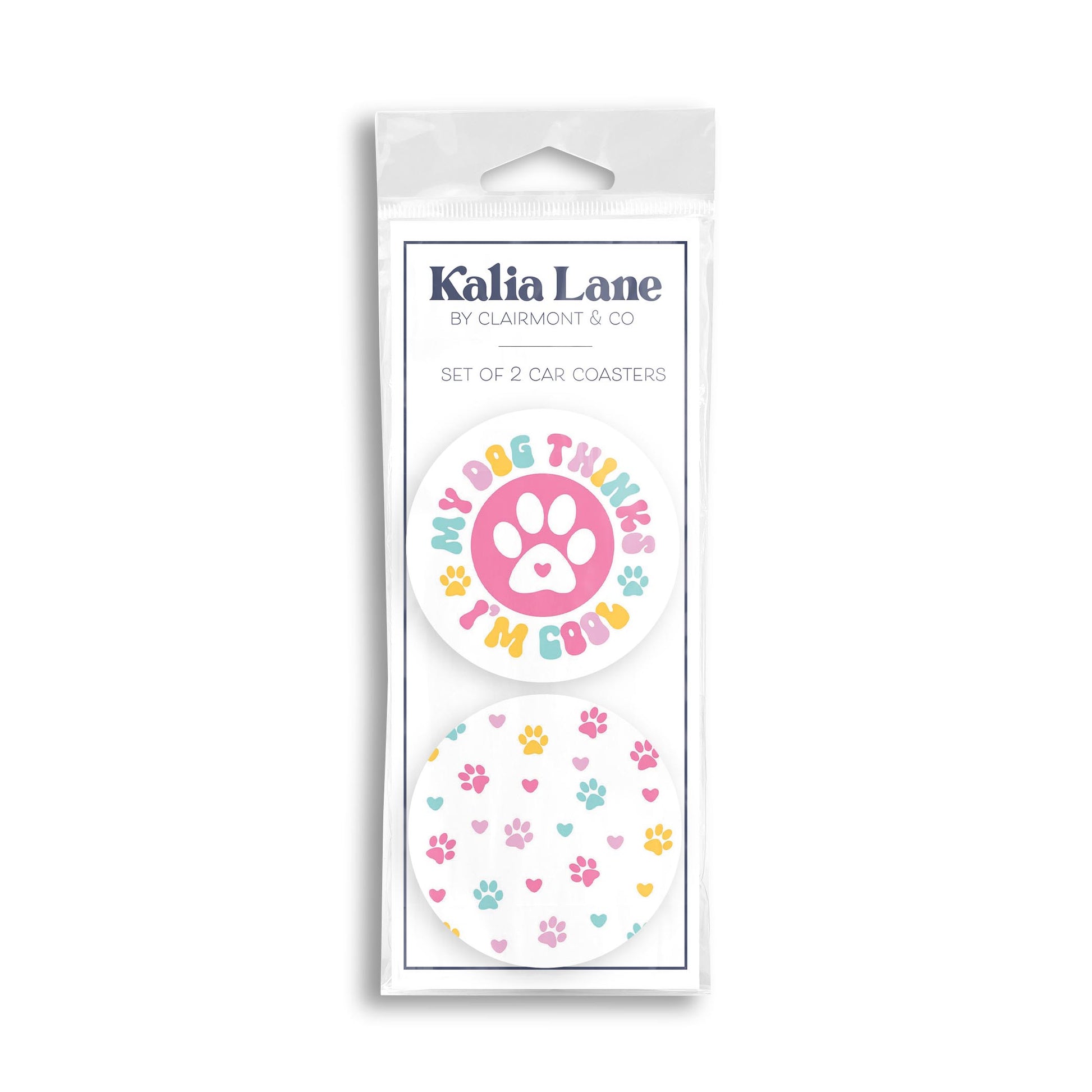 Car Coaster 2-Pack Kalia Lane-My Dog Thinks I'm Cool & Pattern -0