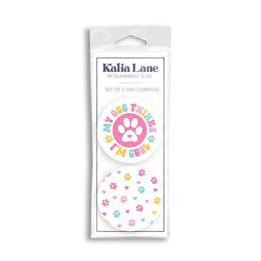 Car Coaster 2-Pack Kalia Lane-My Dog Thinks I'm Cool & Pattern -0