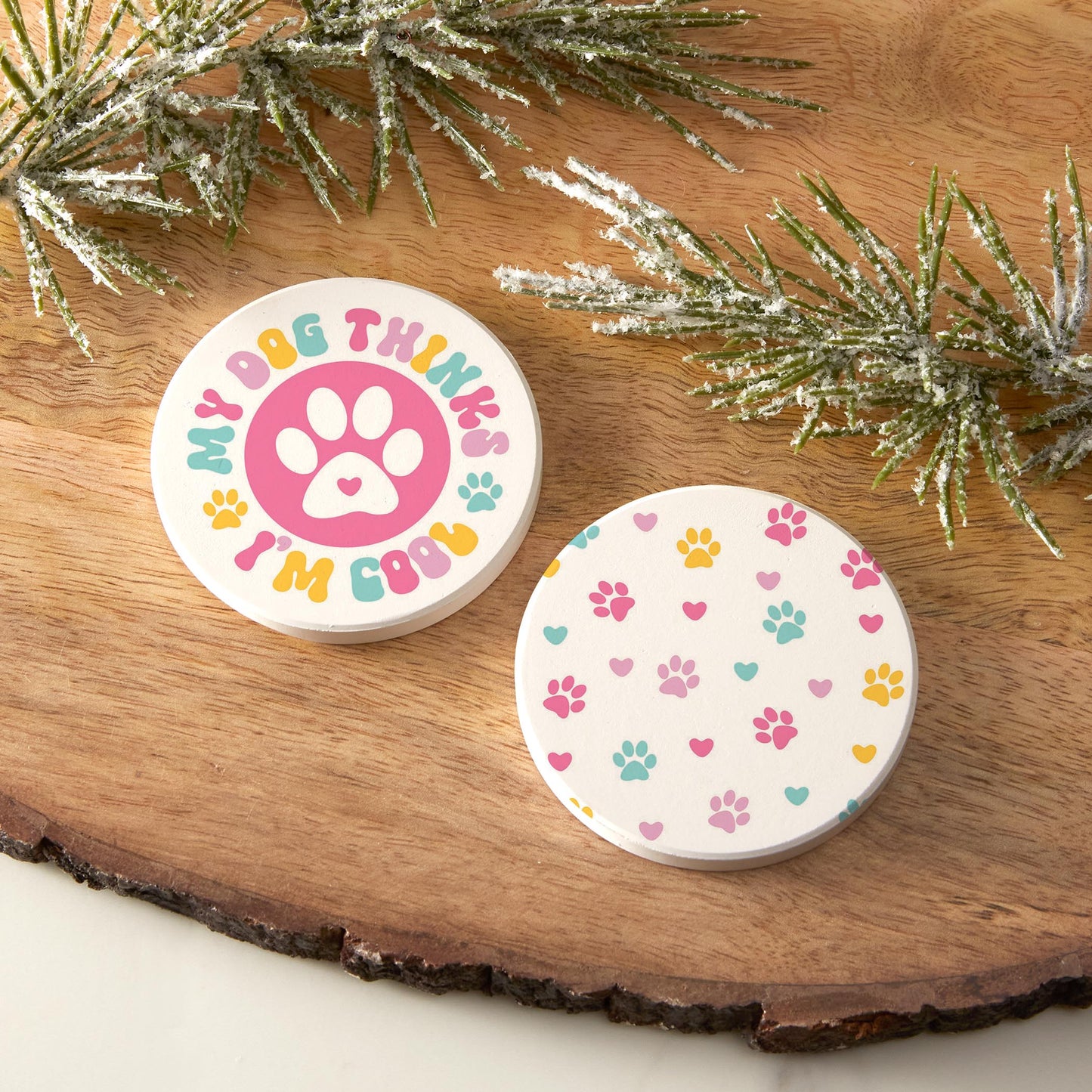 Car Coaster 2-Pack Kalia Lane-My Dog Thinks I'm Cool & Pattern -6