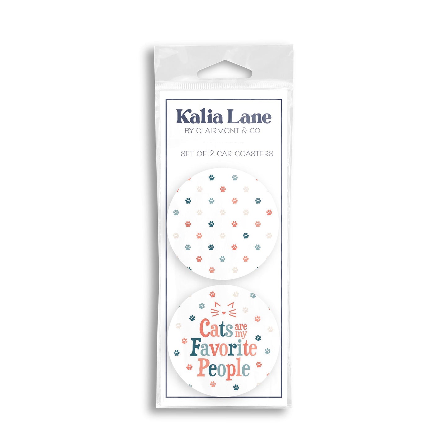 Car Coaster 2-Pack Kalia Lane-Cats Are My Favorite People & Pattern -0