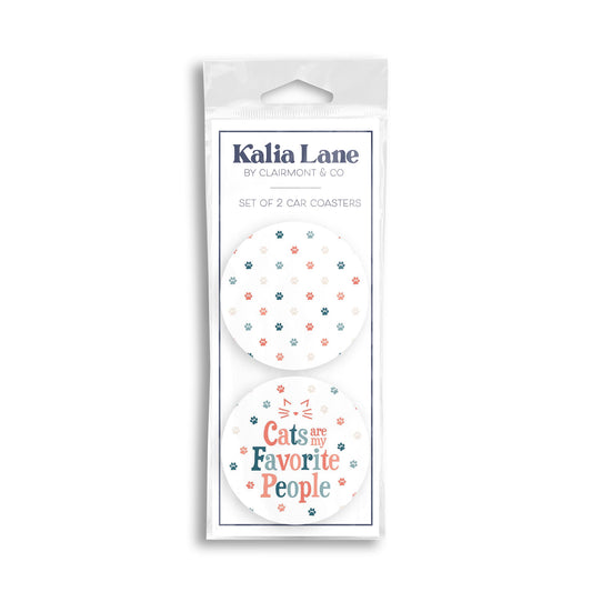 Car Coaster 2-Pack Kalia Lane-Cats Are My Favorite People & Pattern -0