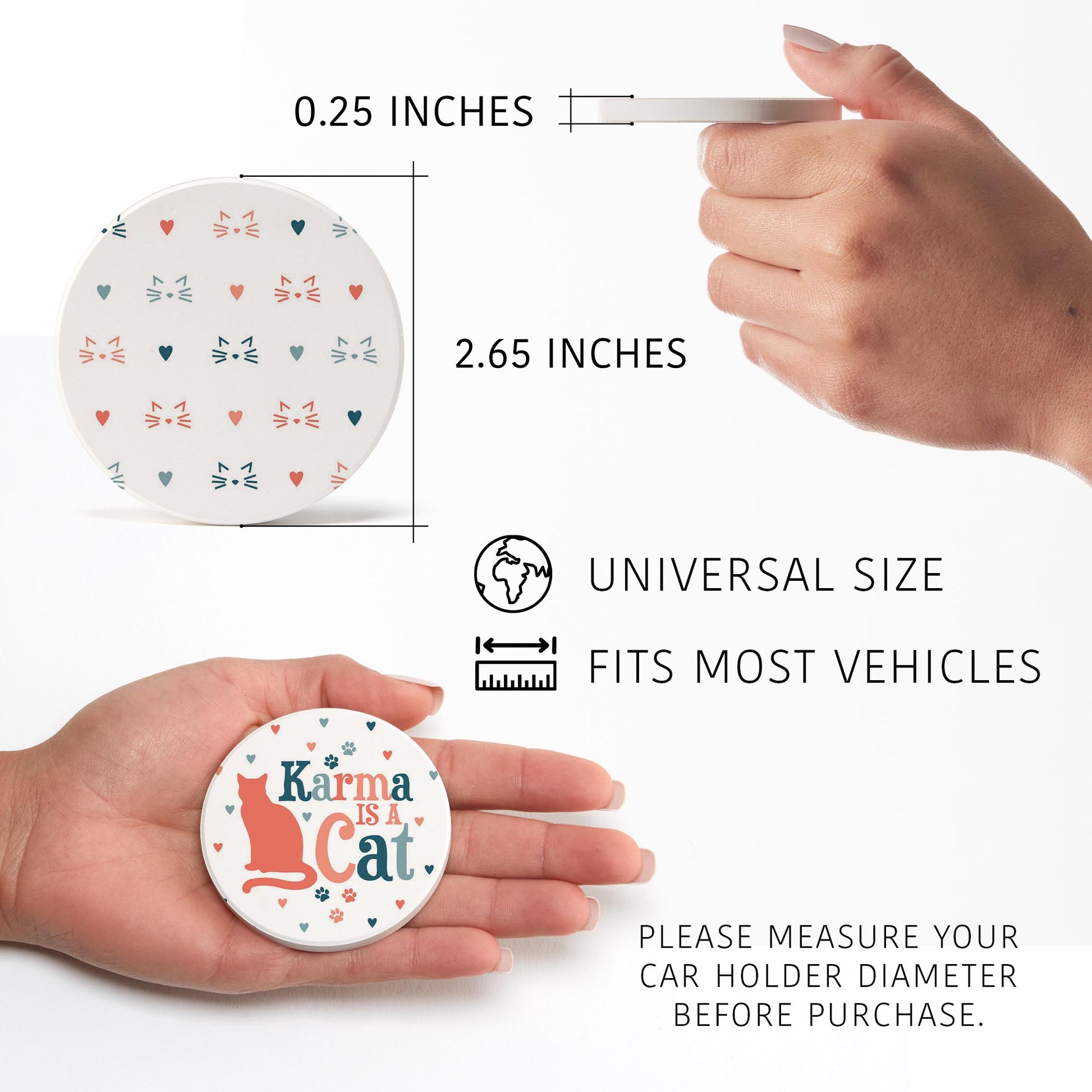 Car Coaster 2-Pack Kalia Lane-Karma Is A Cat & Pattern -5
