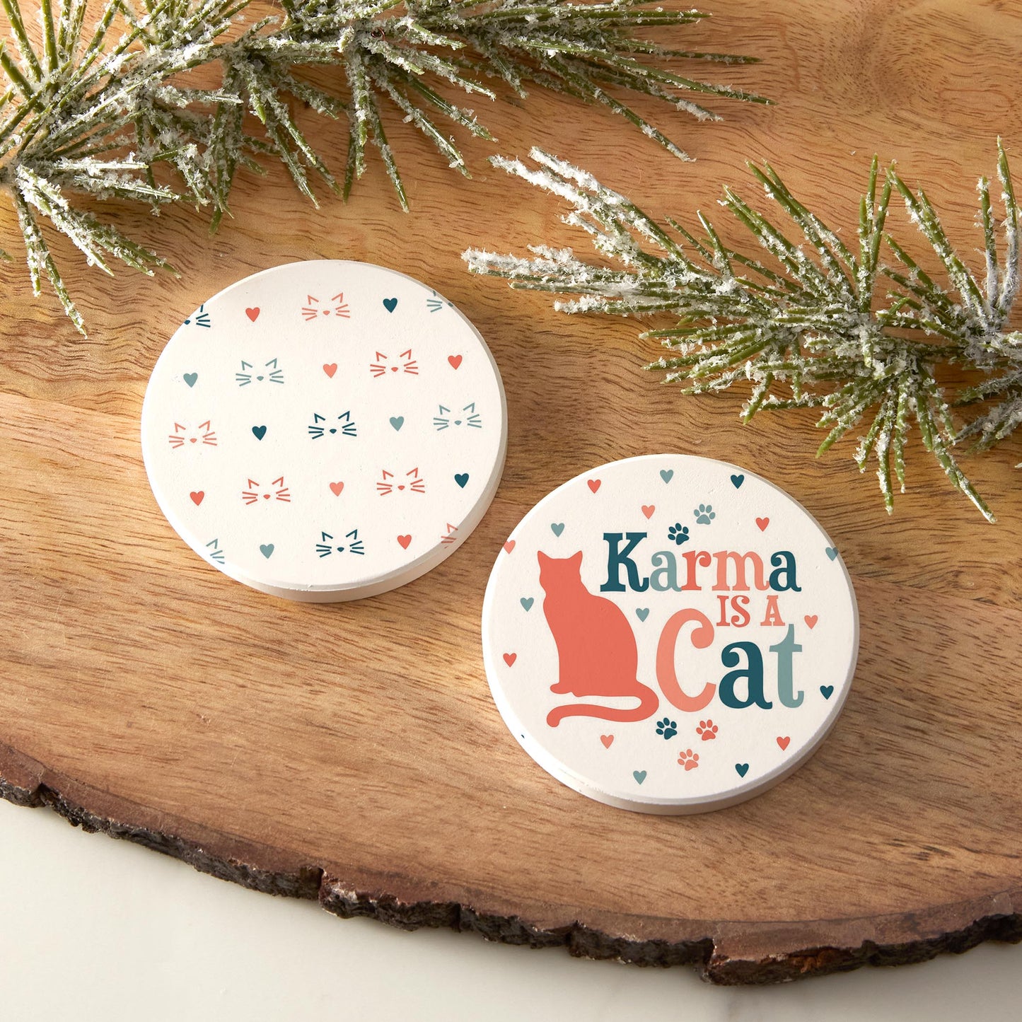 Car Coaster 2-Pack Kalia Lane-Karma Is A Cat & Pattern -6