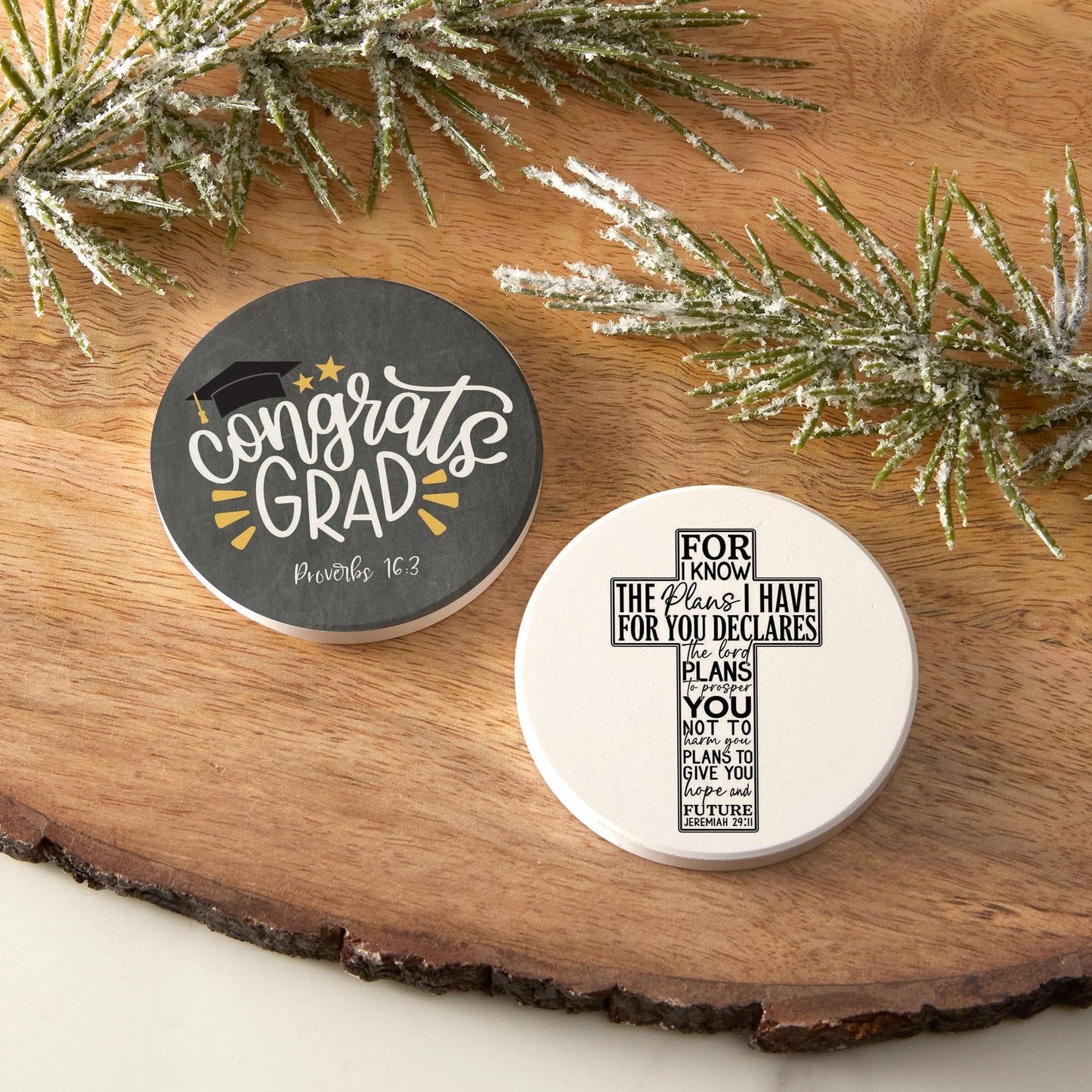 Car Coaster 2-Pack Kalia Lane-Congrats Grad & For I Know The Plans -6