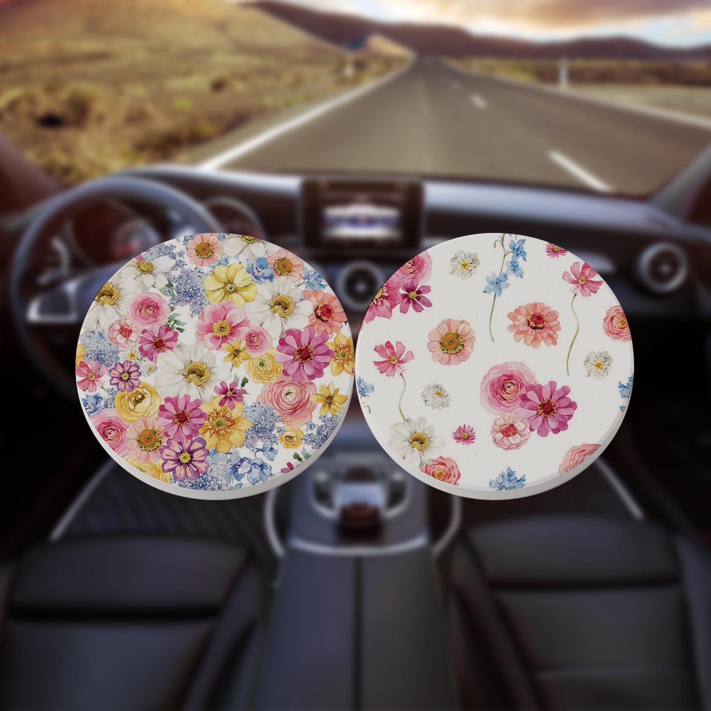 Car Coaster 2-Pack Kalia Lane-Fantasy Garden Florals 1 & 2 -8