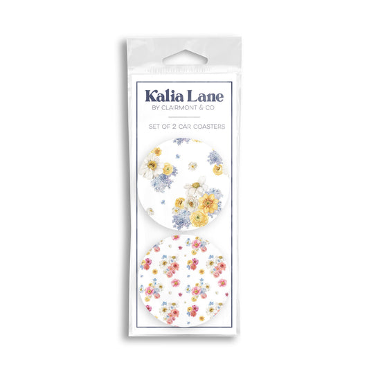 Car Coaster 2-Pack Kalia Lane-Fantasy Garden Florals 3 & 4 -0