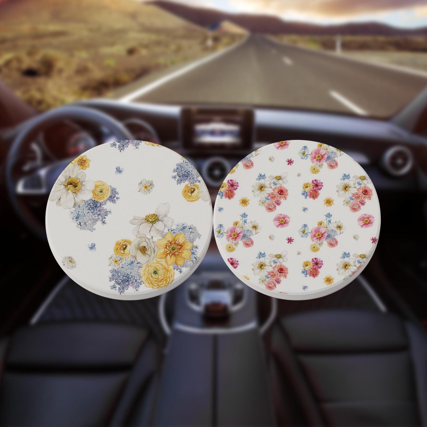 Car Coaster 2-Pack Kalia Lane-Fantasy Garden Florals 3 & 4 -8