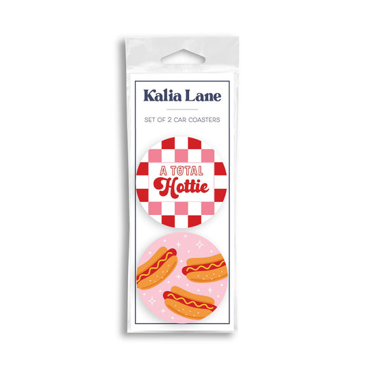 Car Coaster 2-Pack Kalia Lane-Hot Dogs Total Hottie & Pattern -0