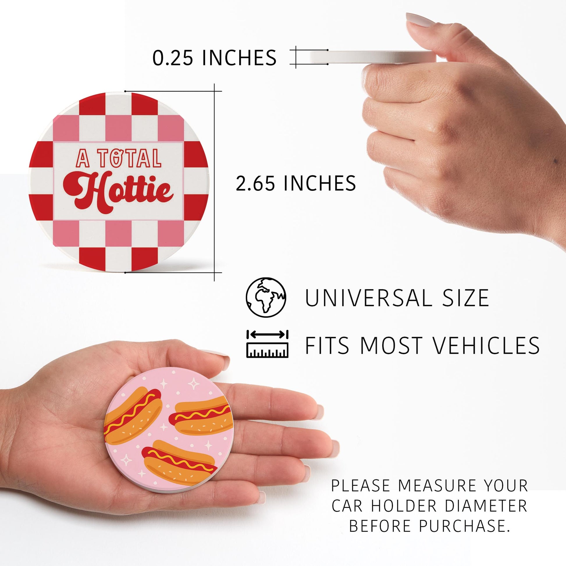 Car Coaster 2-Pack Kalia Lane-Hot Dogs Total Hottie & Pattern -5
