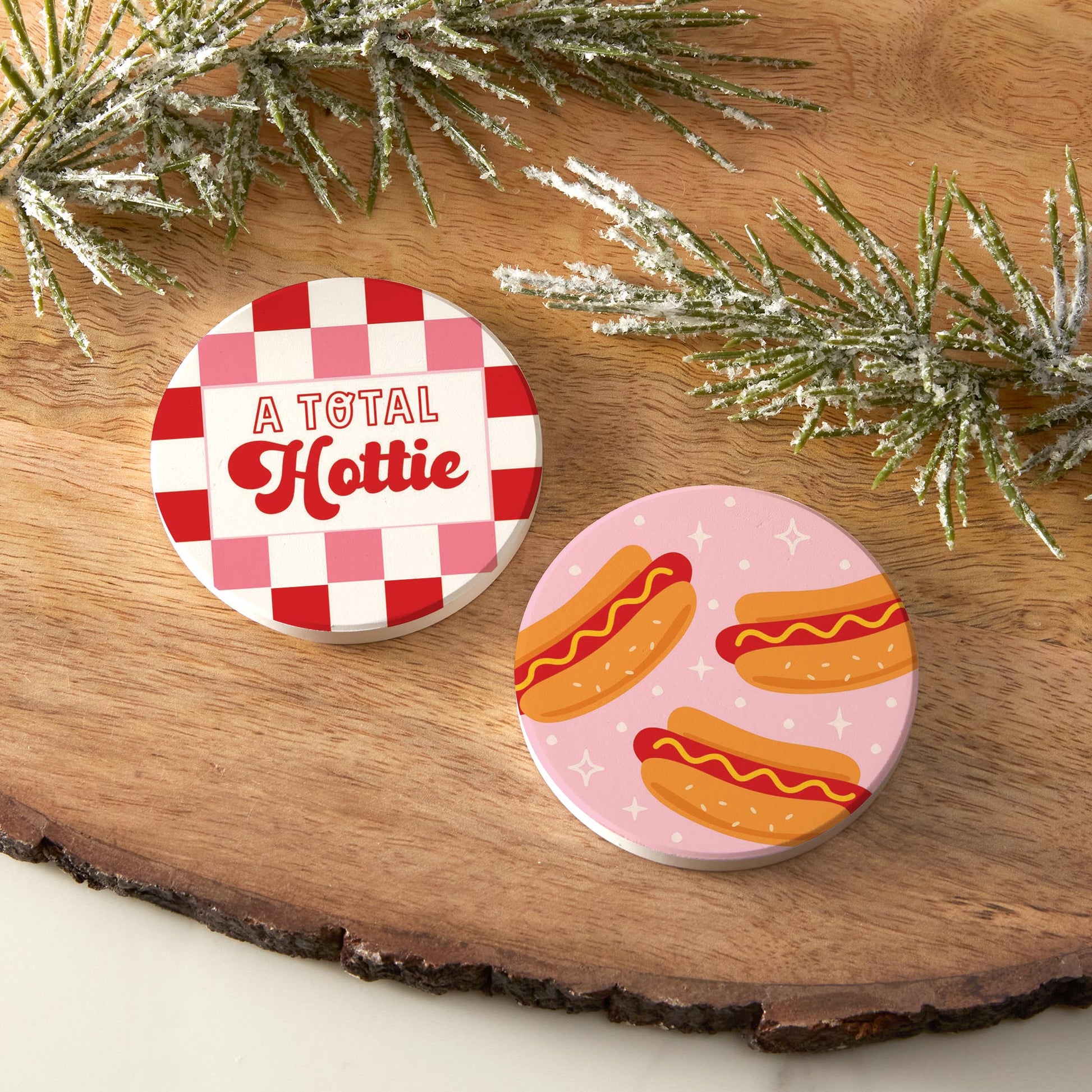 Car Coaster 2-Pack Kalia Lane-Hot Dogs Total Hottie & Pattern -6