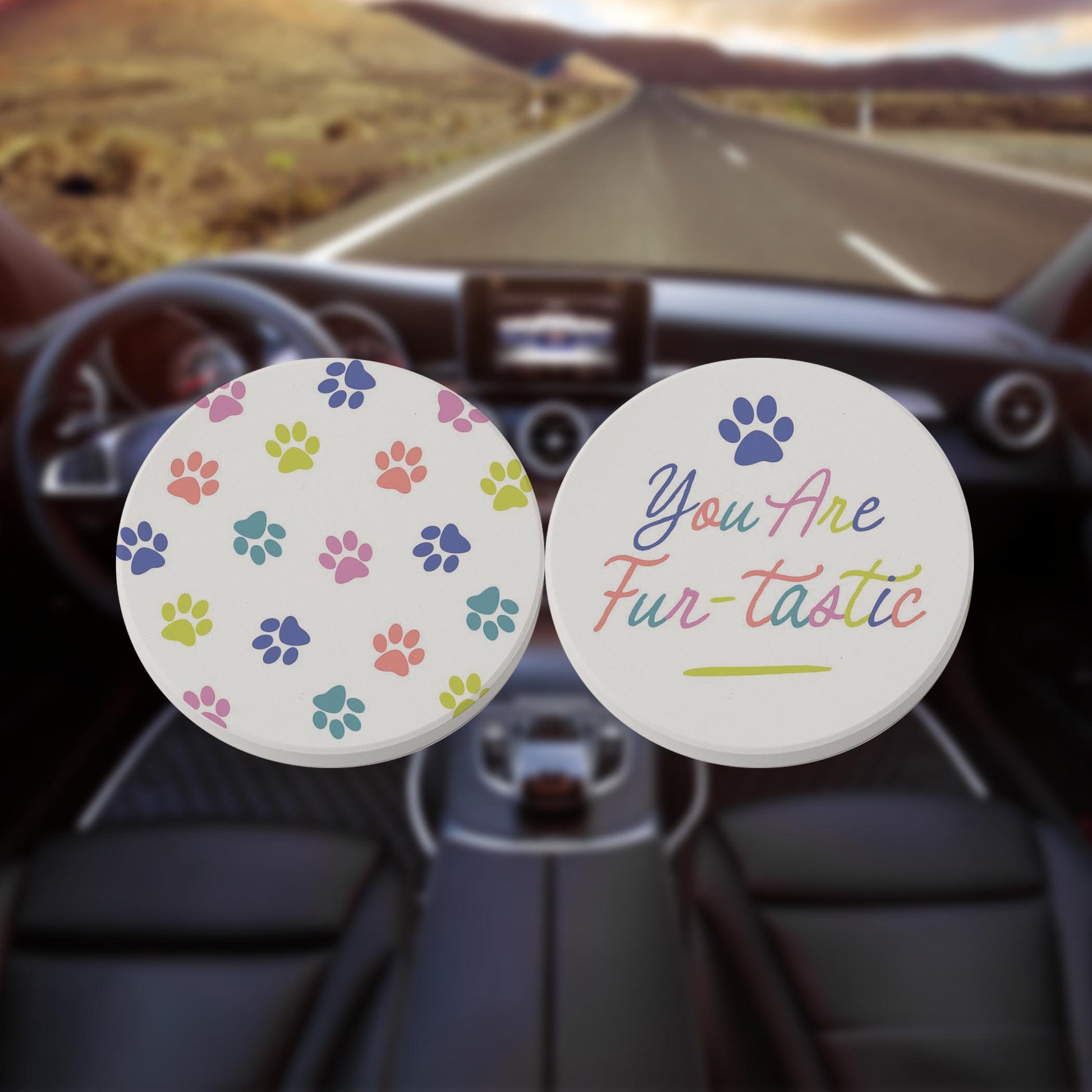 Car Coaster 2-Pack Kalia Lane-You Are Fur-tastic & Paw Pattern -8