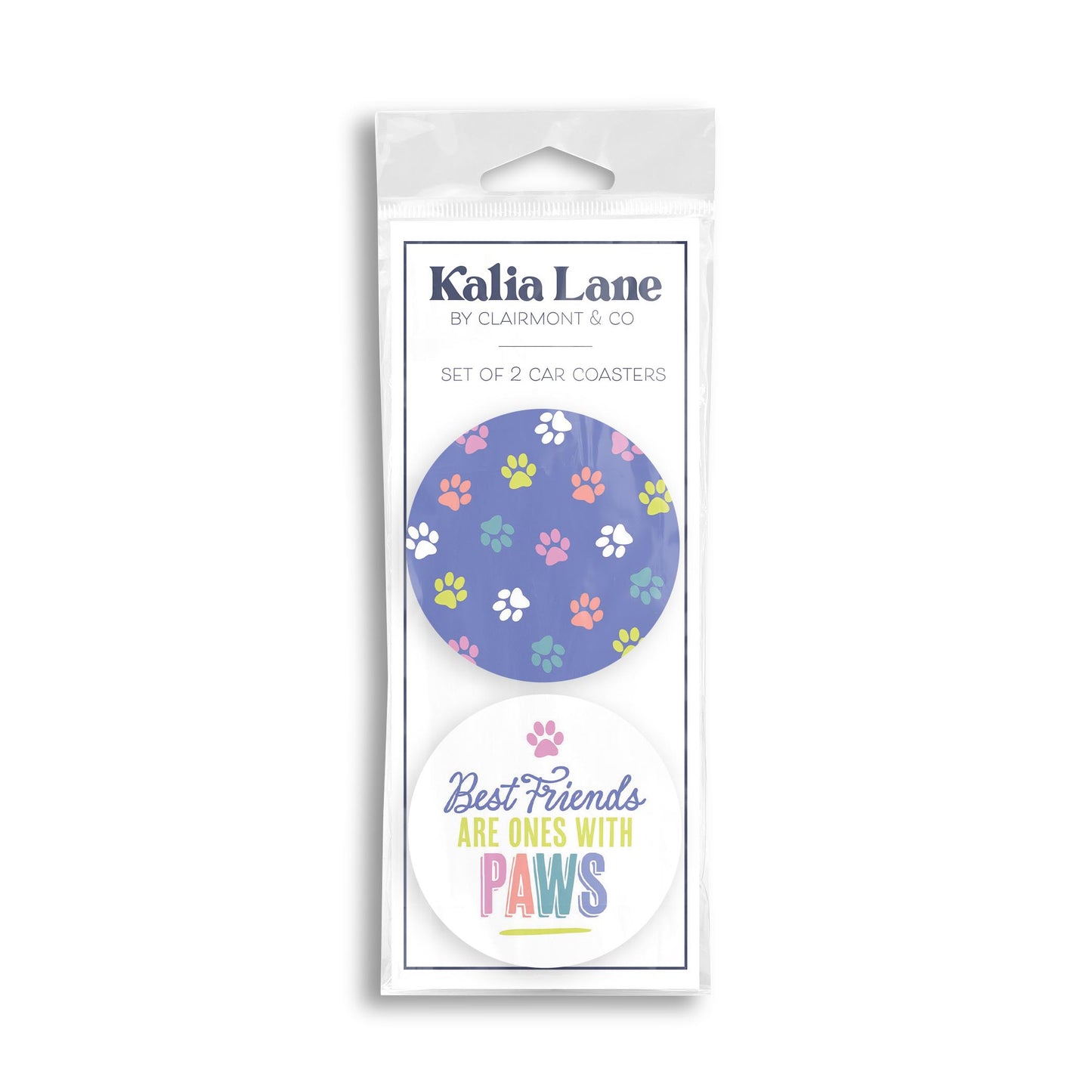 Car Coaster 2-Pack Kalia Lane-Best Friends & Paw Pattern -0