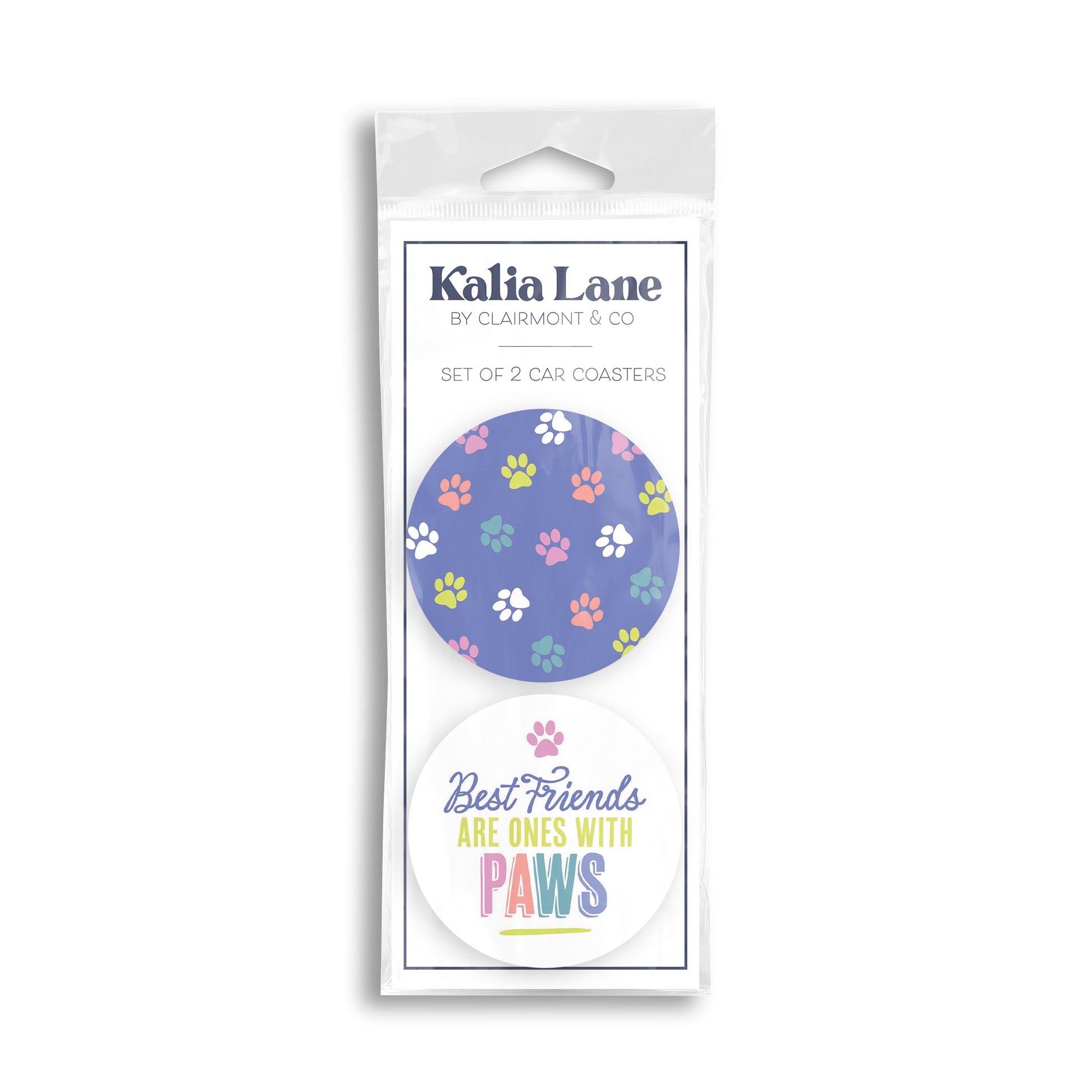 Car Coaster 2-Pack Kalia Lane-Best Friends & Paw Pattern -0