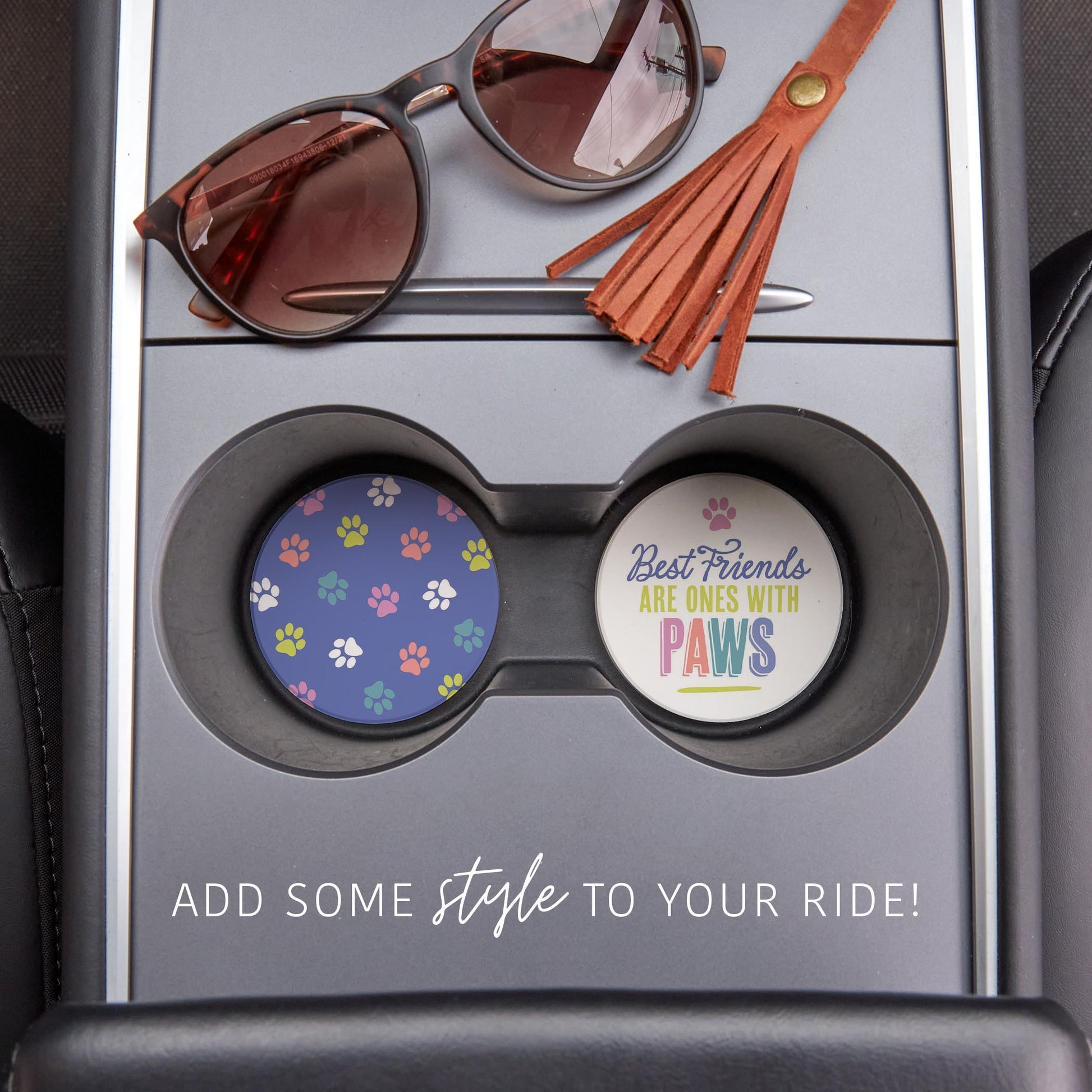 Car Coaster 2-Pack Kalia Lane-Best Friends & Paw Pattern -1