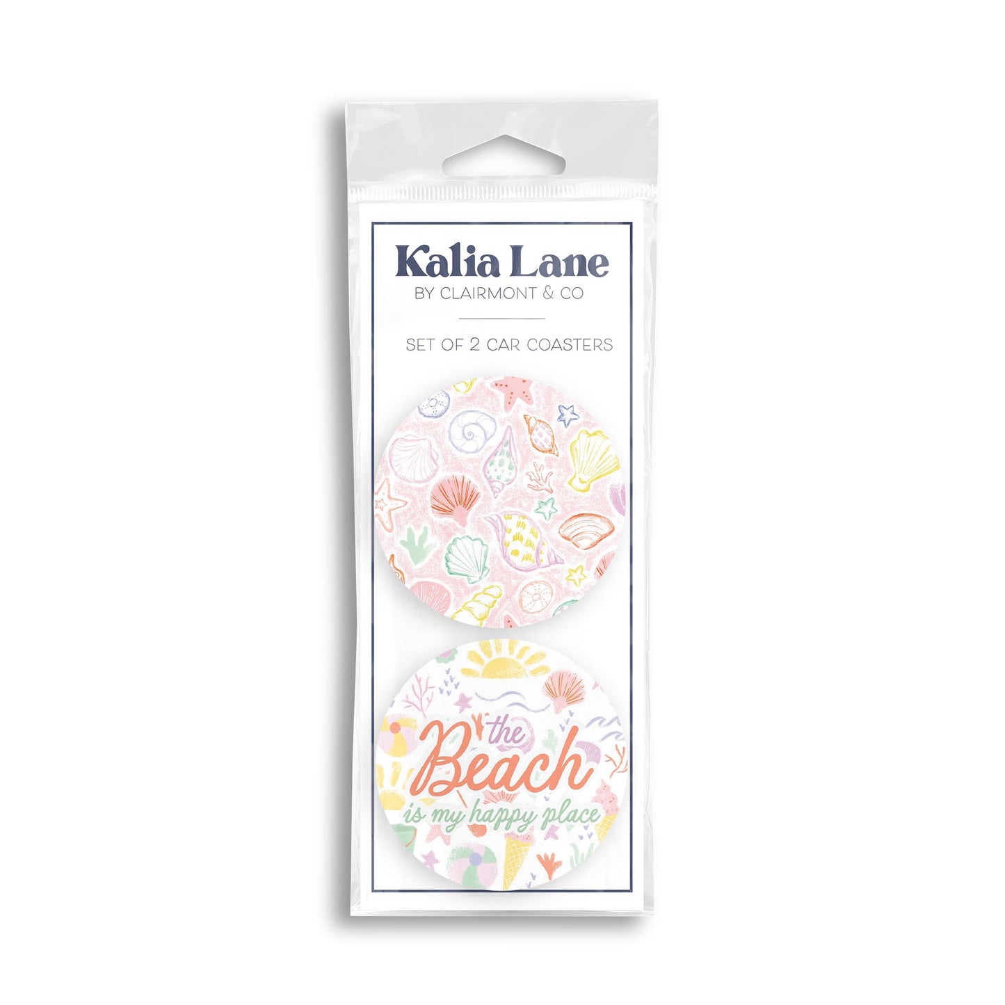 Car Coaster 2-Pack Kalia Lane-The Beach Is My Happy Place & Pattern -0