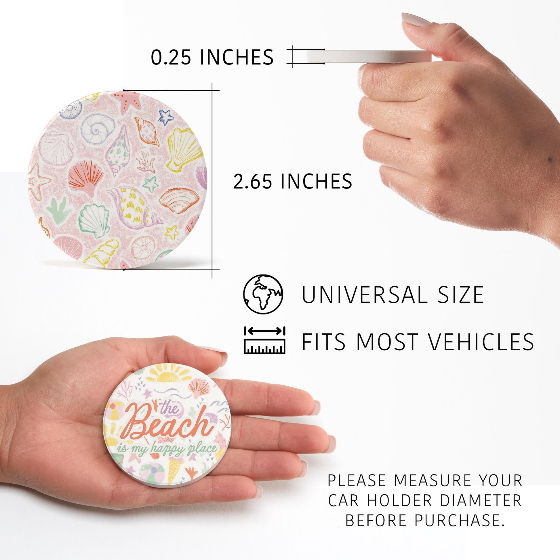 Car Coaster 2-Pack Kalia Lane-The Beach Is My Happy Place & Pattern -5