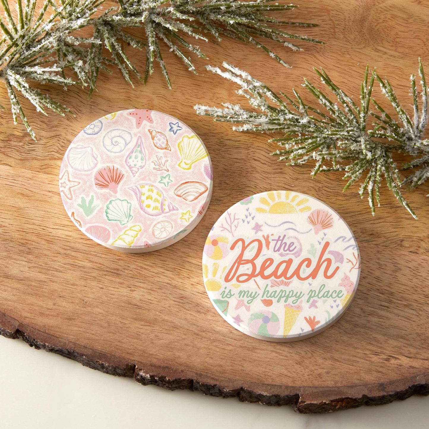 Car Coaster 2-Pack Kalia Lane-The Beach Is My Happy Place & Pattern -6