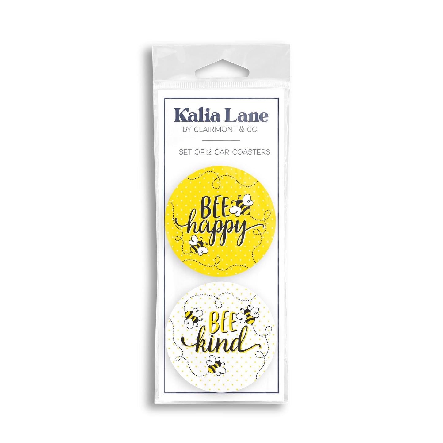 Car Coaster 2-Pack Kalia Lane-Bee Happy & Be Kind