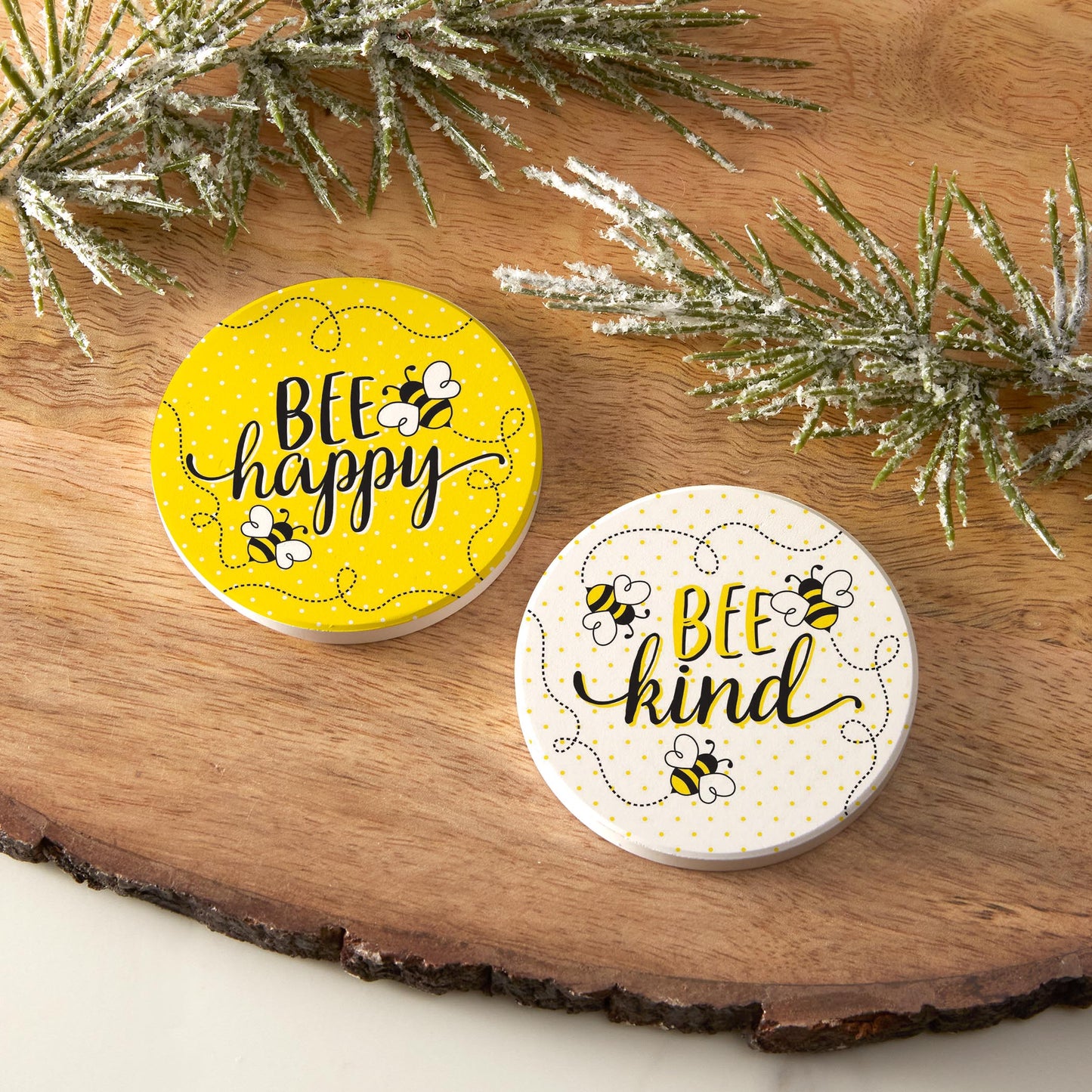 Car Coaster 2-Pack Kalia Lane-Bee Happy & Be Kind