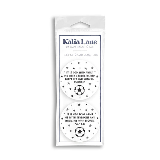 Car Coaster 2-Pack Kalia Lane-It Is God Soccer Grey & Black