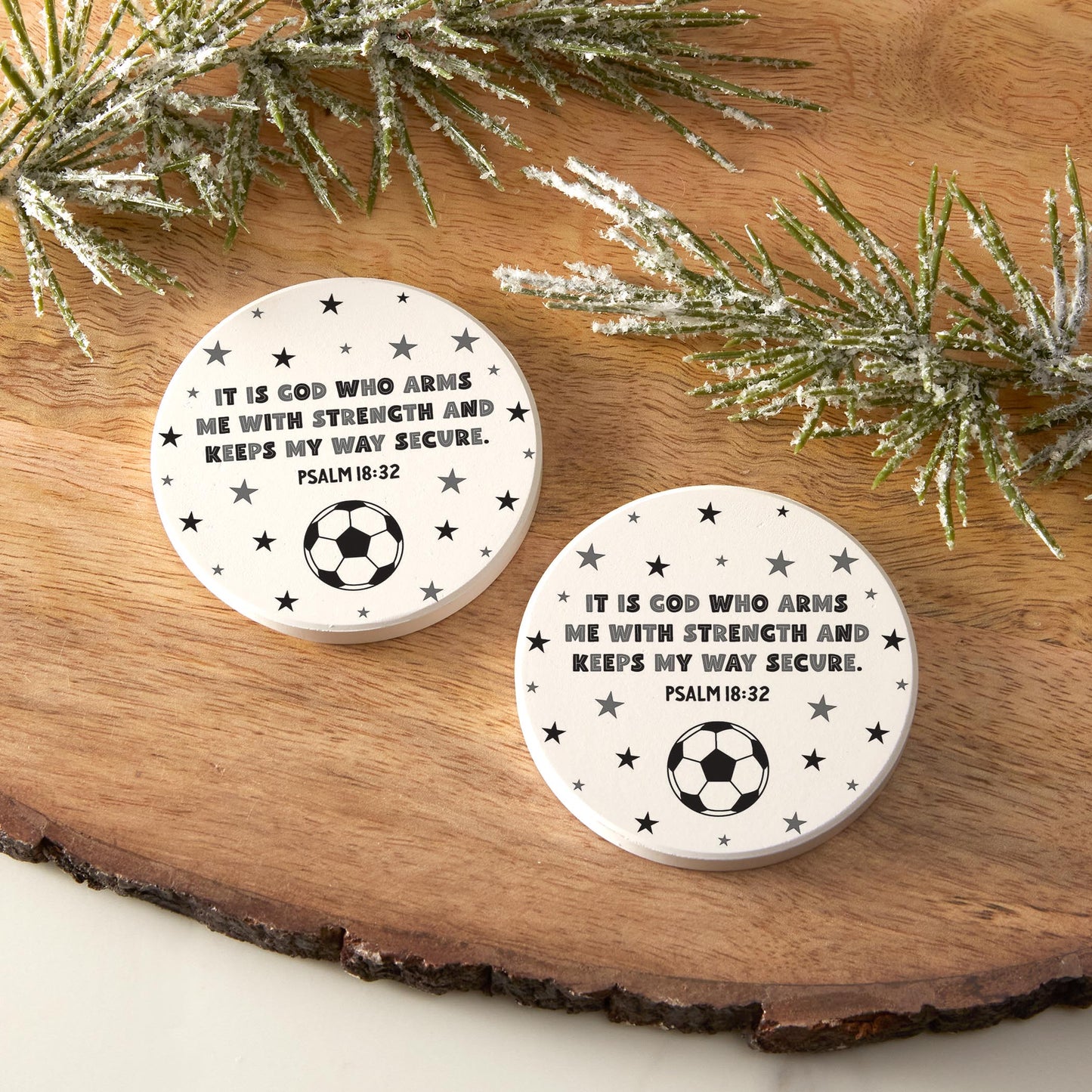 Car Coaster 2-Pack Kalia Lane-It Is God Soccer Grey & Black