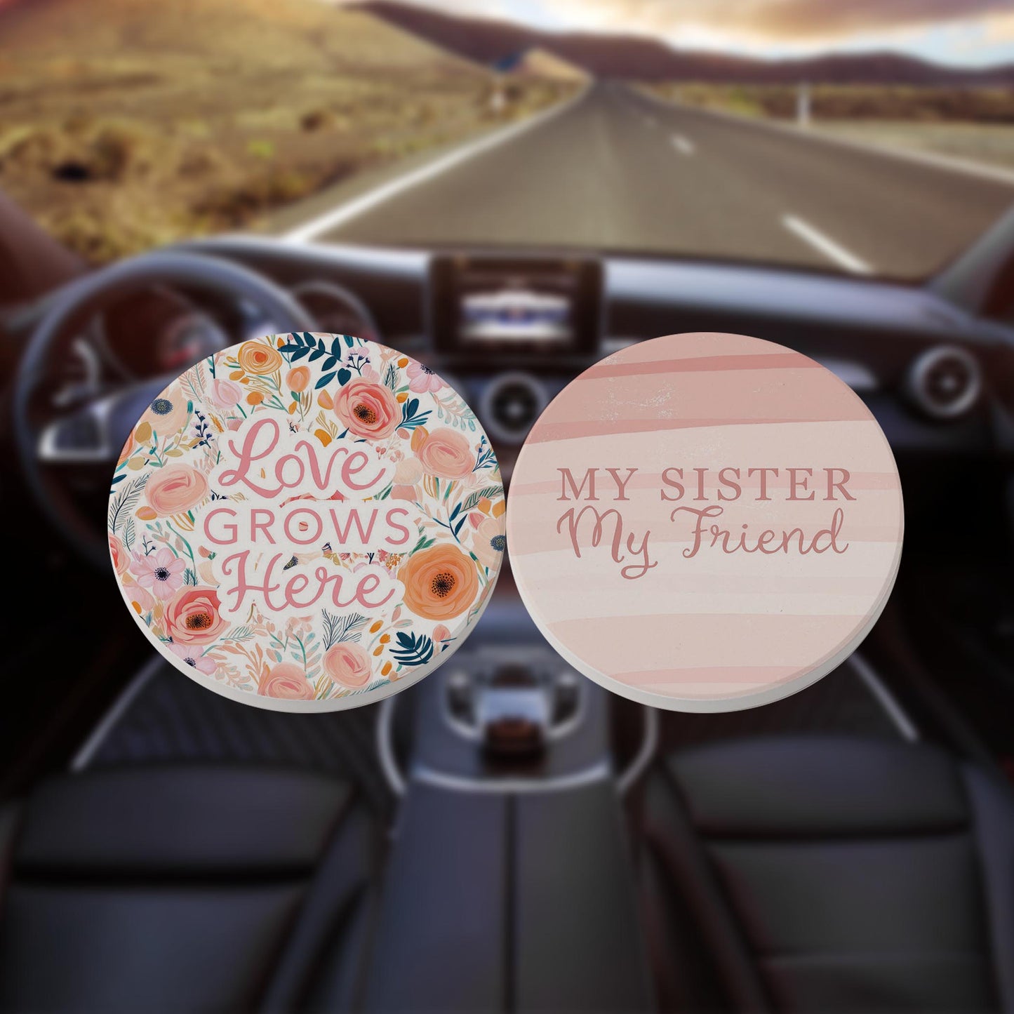 Car Coaster 2-Pack Kalia Lane-Love Grows Here & My Sister -8