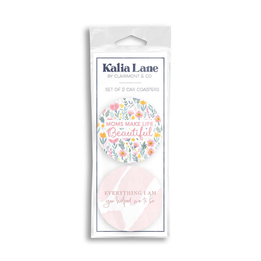 Car Coaster 2-Pack Kalia Lane-Moms Make Life Beautiful & Everything -0