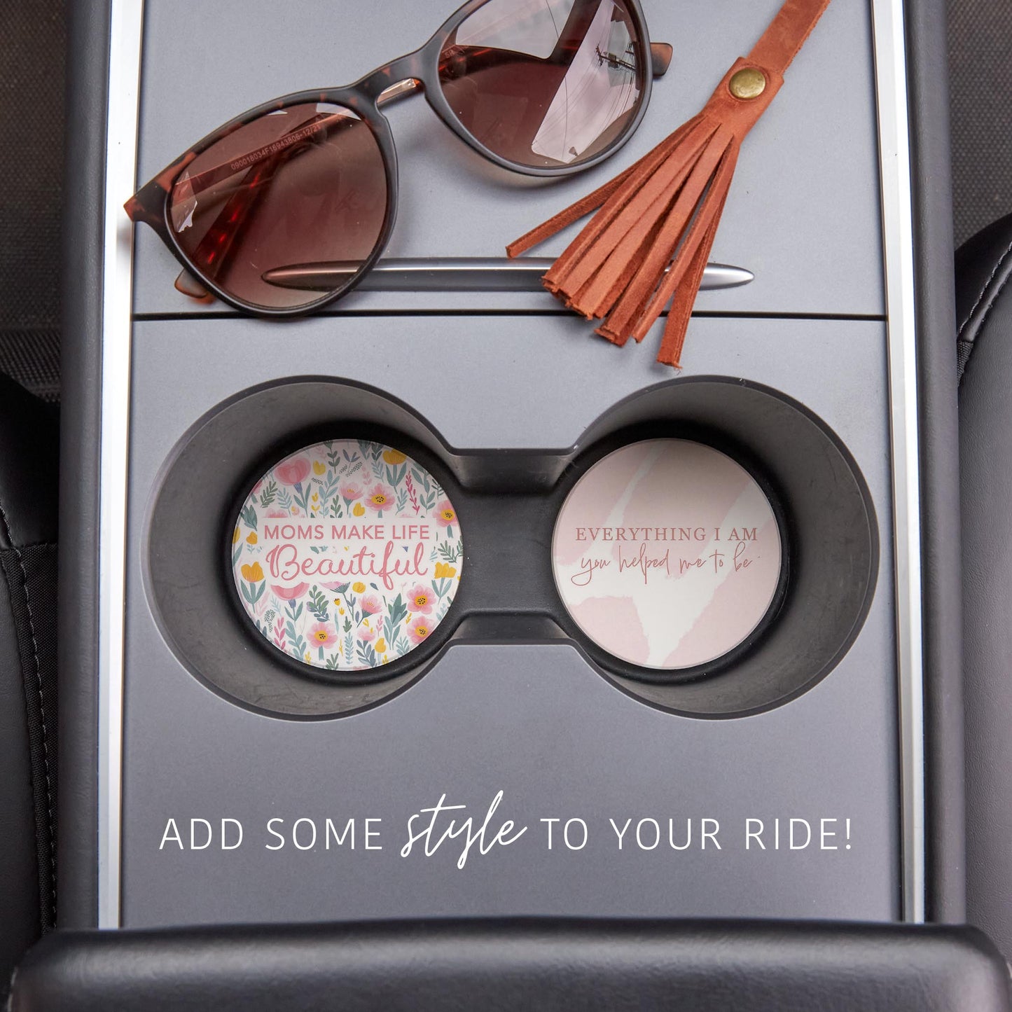 Car Coaster 2-Pack Kalia Lane-Moms Make Life Beautiful & Everything -1