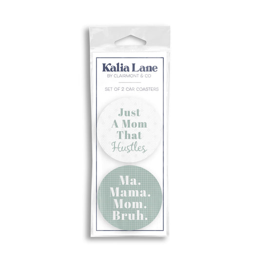 Car Coaster 2-Pack Kalia Lane-Mom That Hustles & Ma Mama Mom Bruh -0