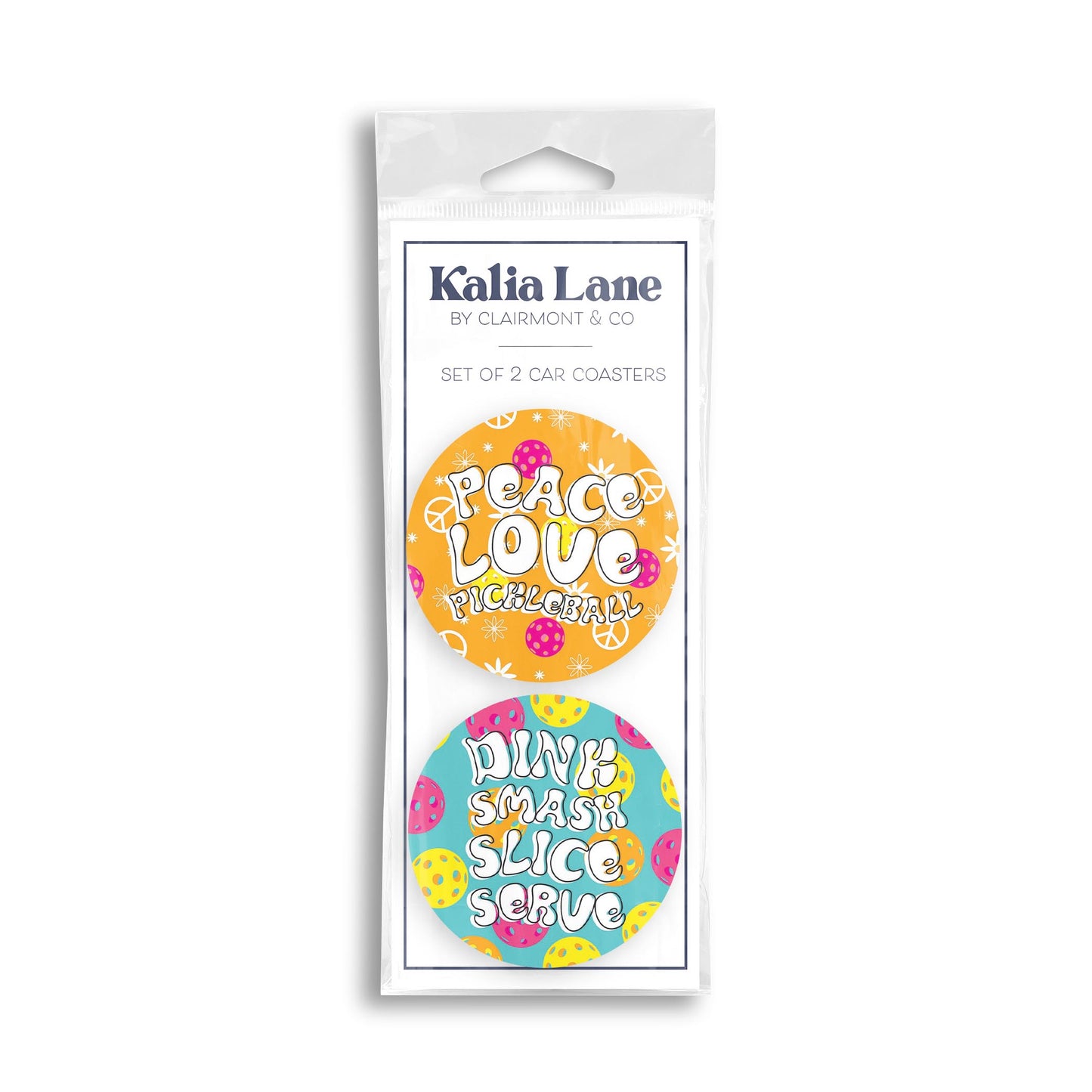 Car Coaster 2-Pack Kalia Lane-Pickleball Peace Love & Dink Smash -0