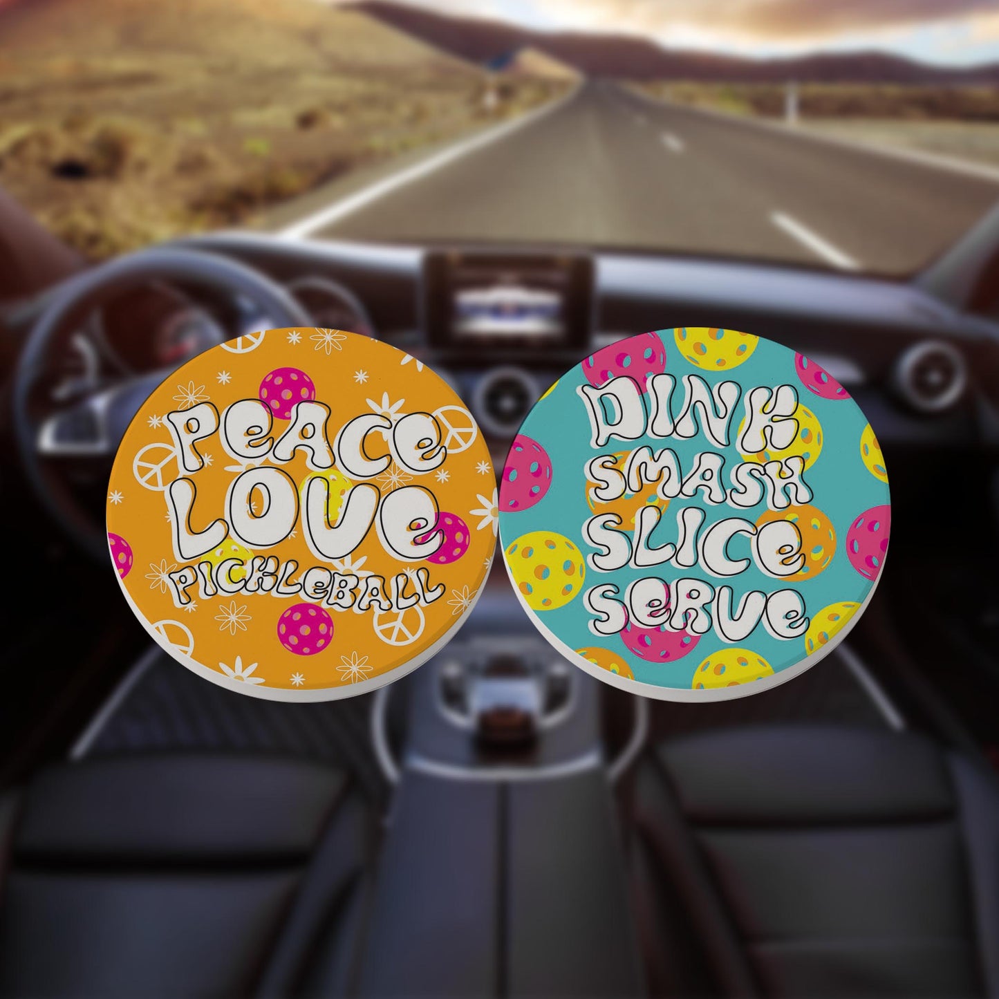 Car Coaster 2-Pack Kalia Lane-Pickleball Peace Love & Dink Smash -8