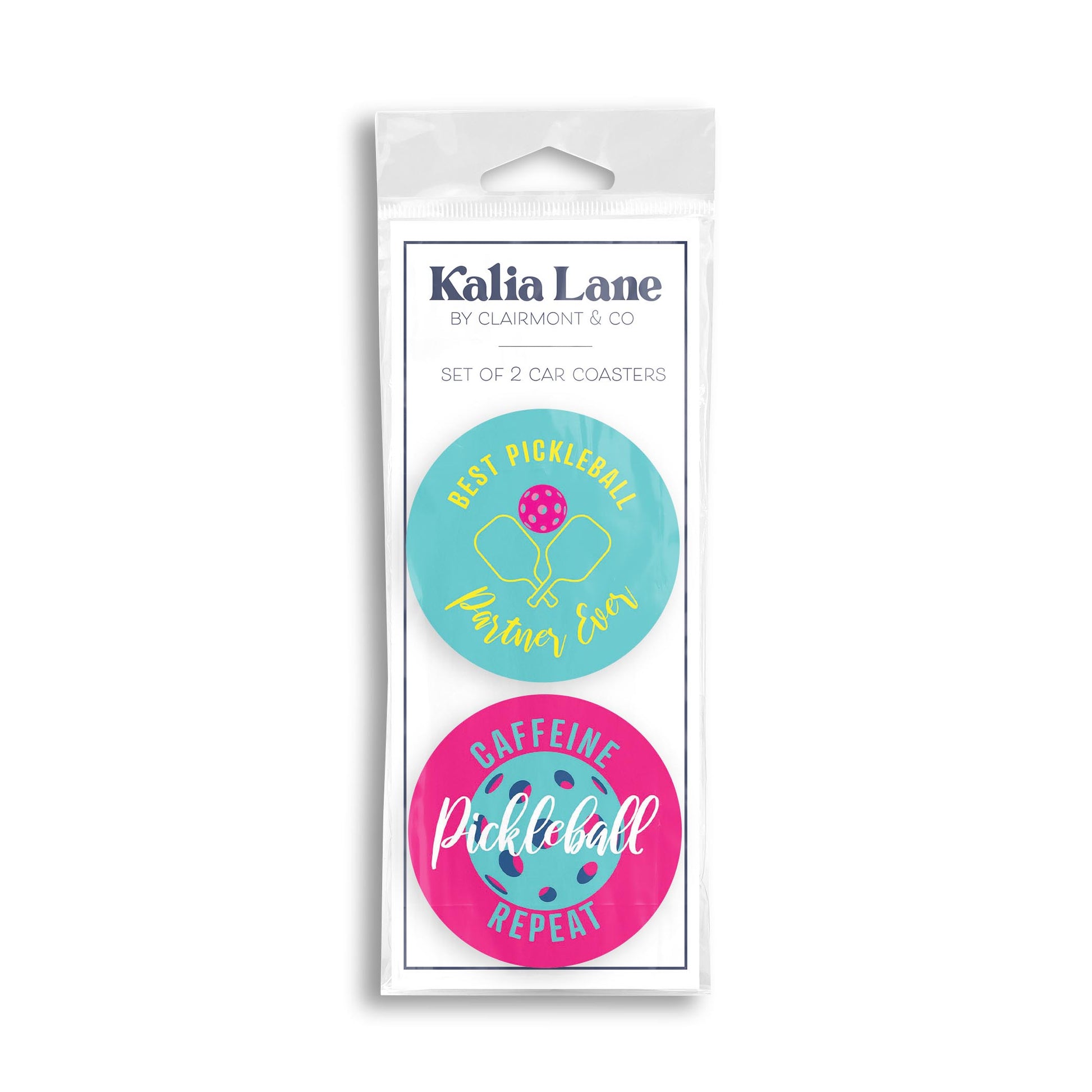 Car Coaster 2-Pack Kalia Lane-Best Pickleball Partner & Caffeine Repeat -0