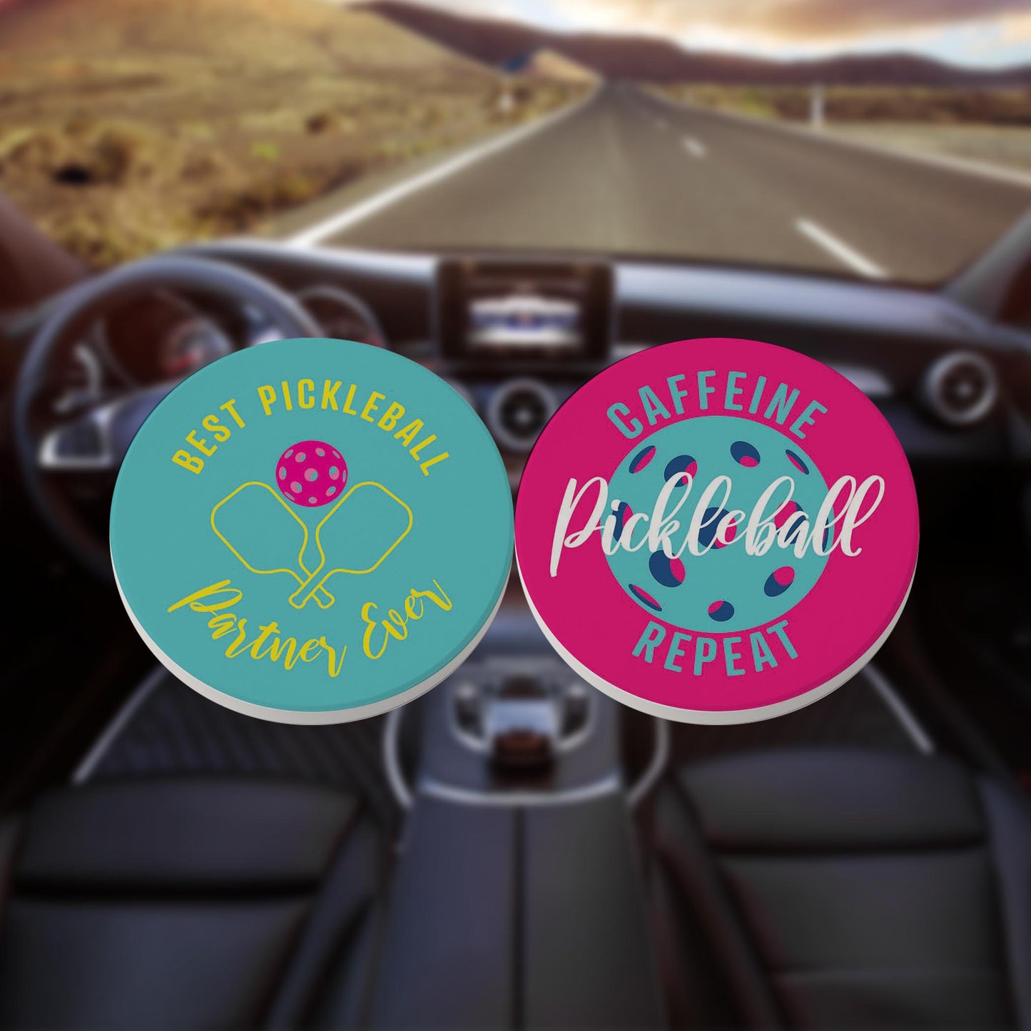 Car Coaster 2-Pack Kalia Lane-Best Pickleball Partner & Caffeine Repeat -8