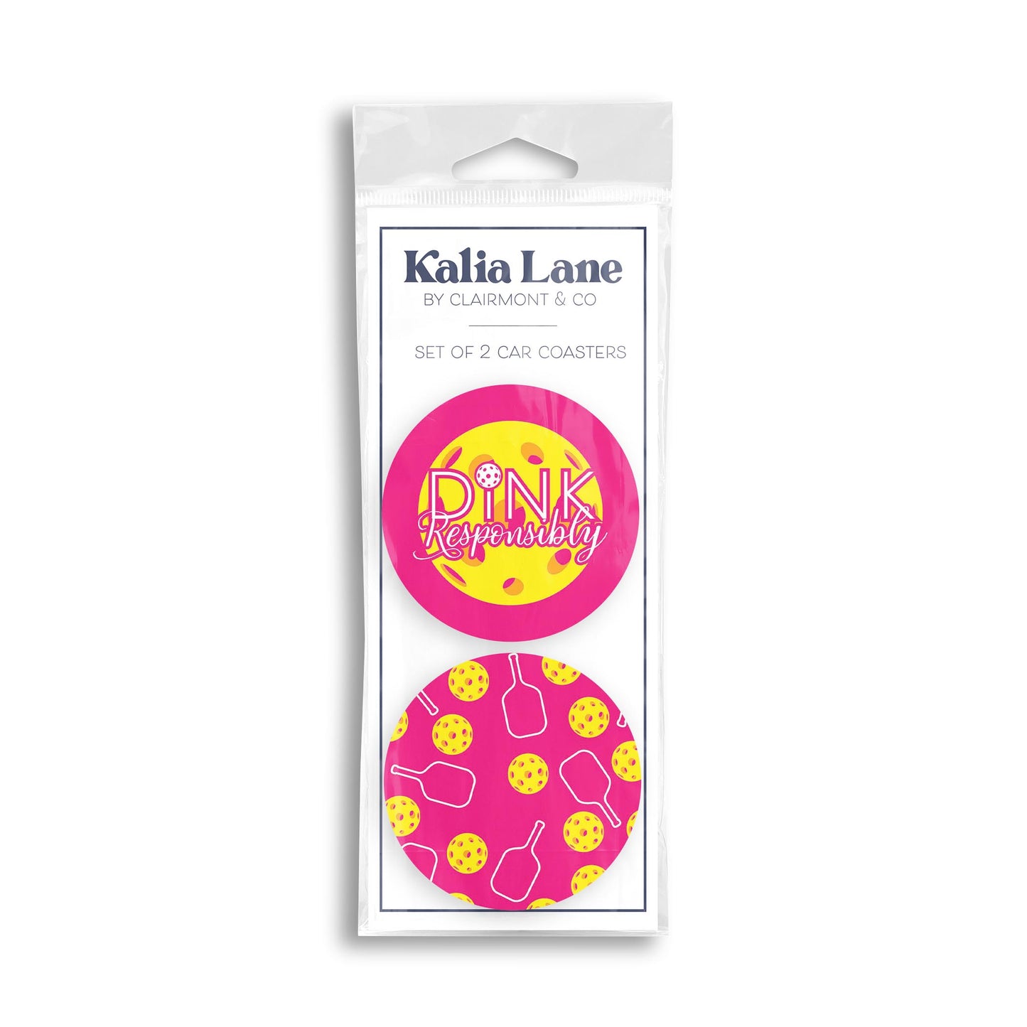 Car Coaster 2-Pack Kalia Lane-Dink Responsibly & Pattern -0