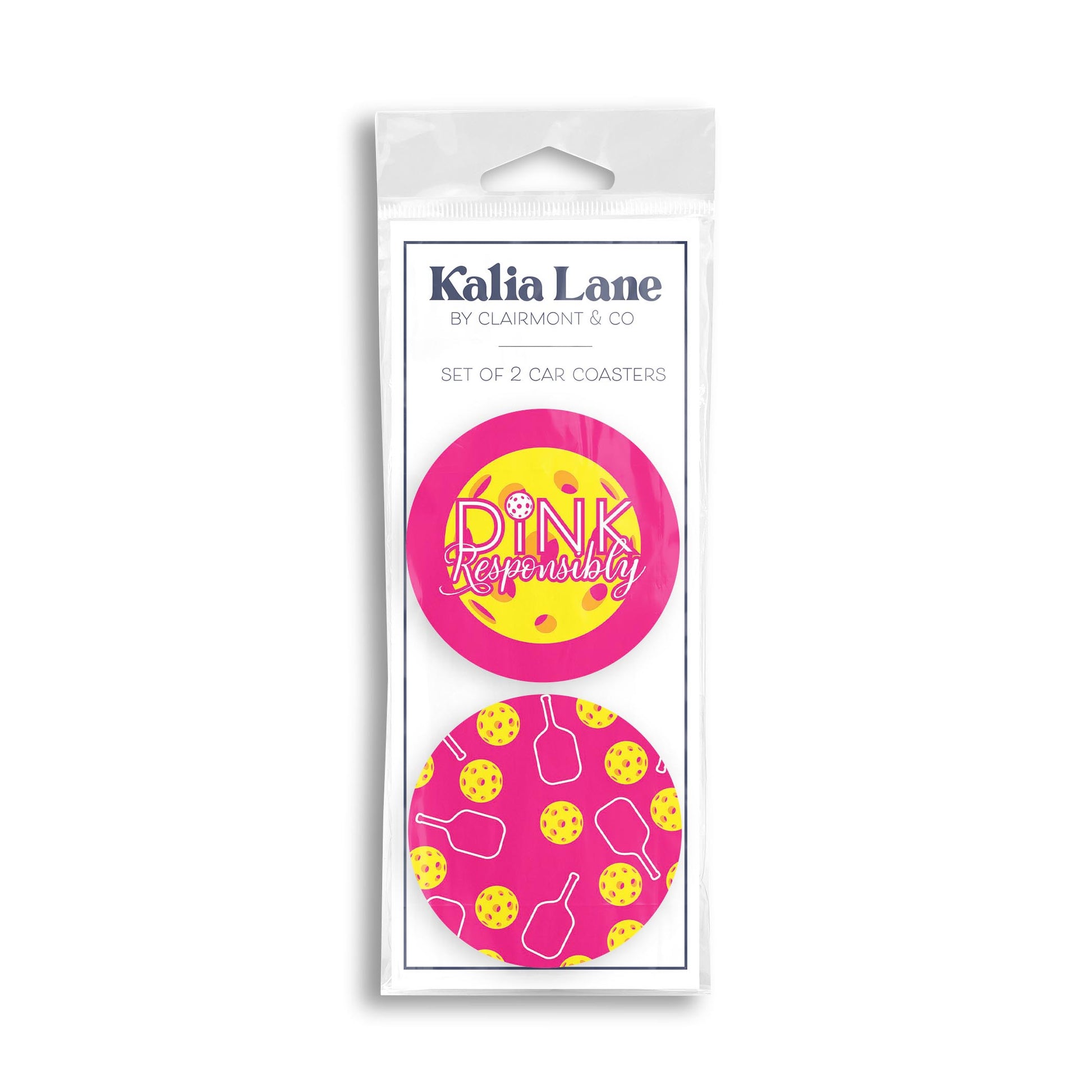 Car Coaster 2-Pack Kalia Lane-Dink Responsibly & Pattern -0