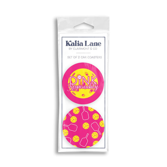 Car Coaster 2-Pack Kalia Lane-Dink Responsibly & Pattern -0