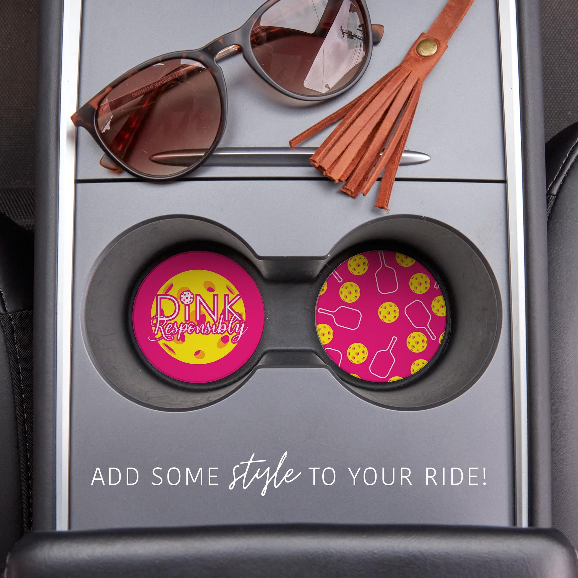 Car Coaster 2-Pack Kalia Lane-Dink Responsibly & Pattern -1