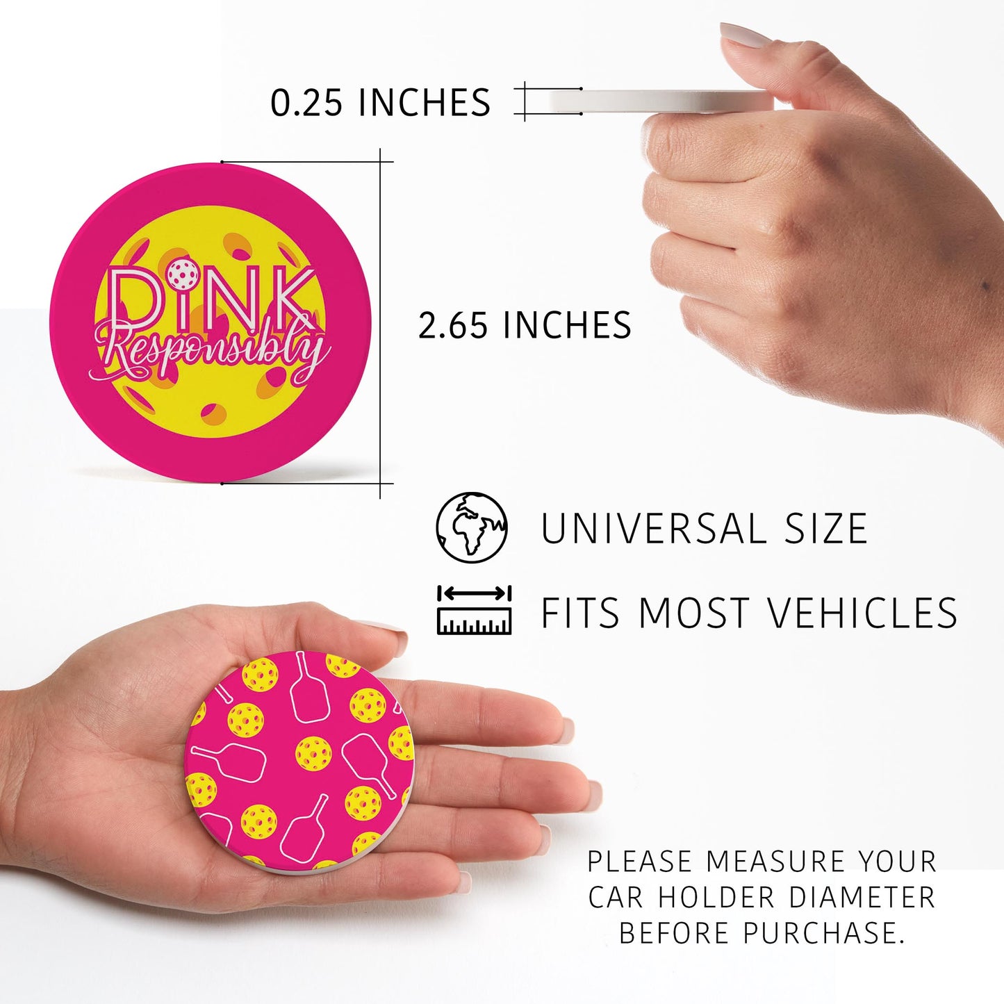 Car Coaster 2-Pack Kalia Lane-Dink Responsibly & Pattern -5