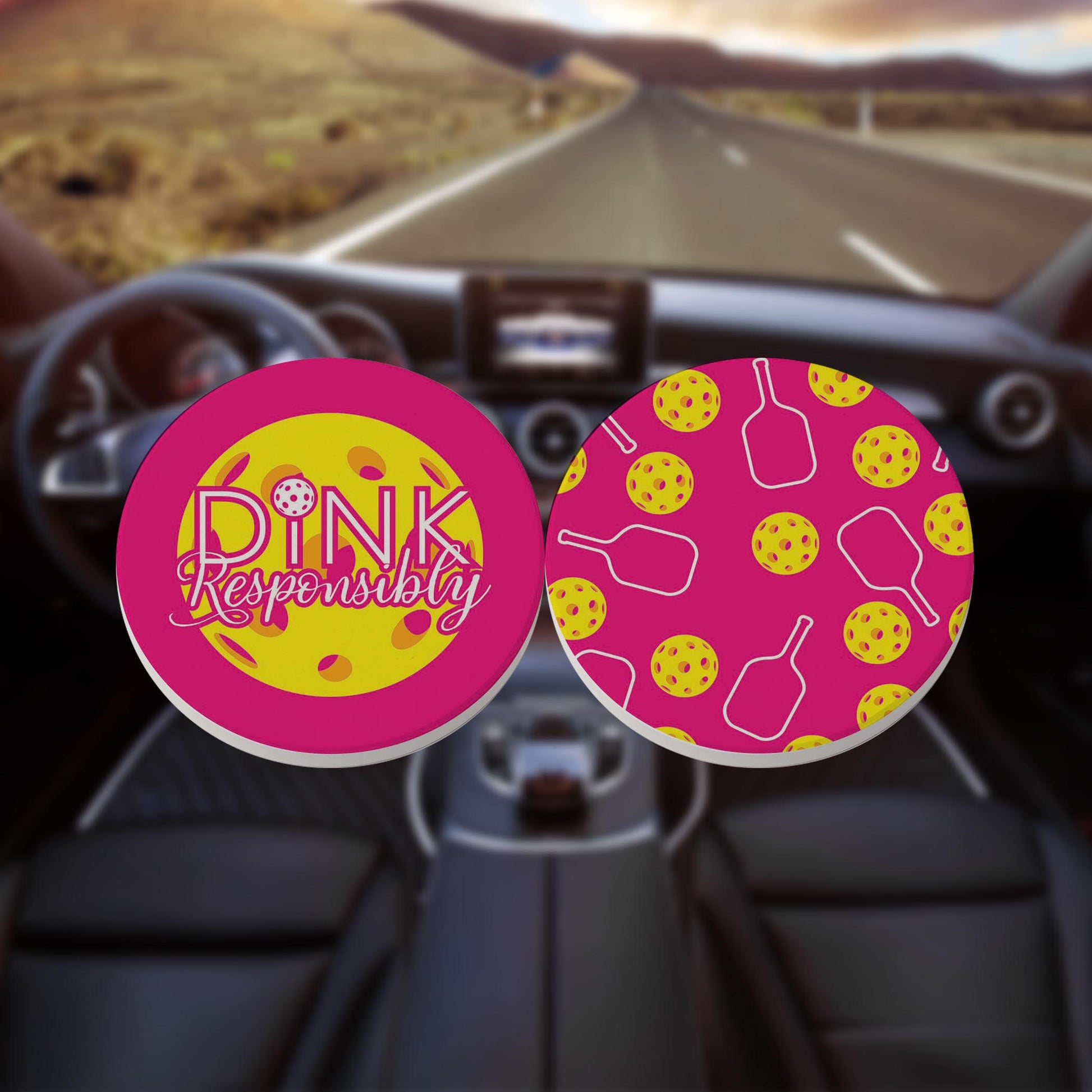 Car Coaster 2-Pack Kalia Lane-Dink Responsibly & Pattern -8