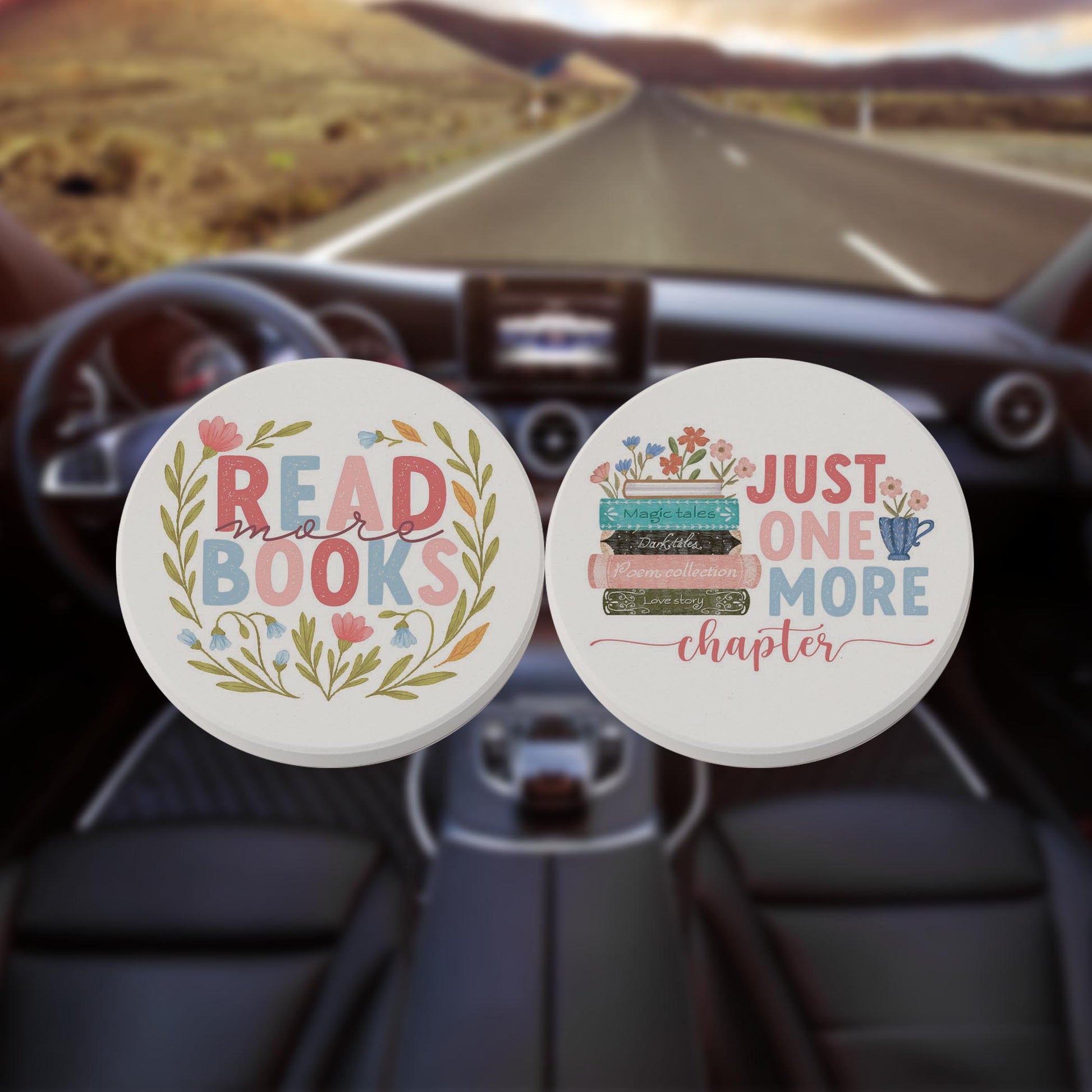 Car Coaster 2-Pack Kalia Lane-Pretty Little Chapters Read More & One More -8