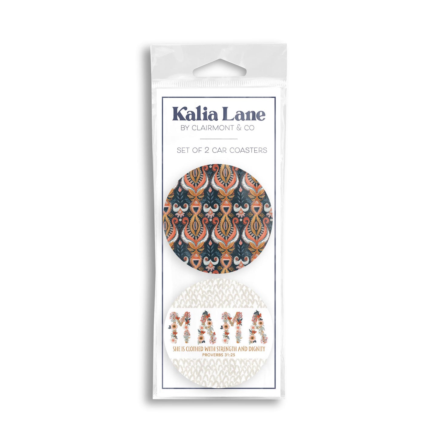 Car Coaster 2-Pack Kalia Lane-Pretty Things Floral Faith Mama & Pattern -0