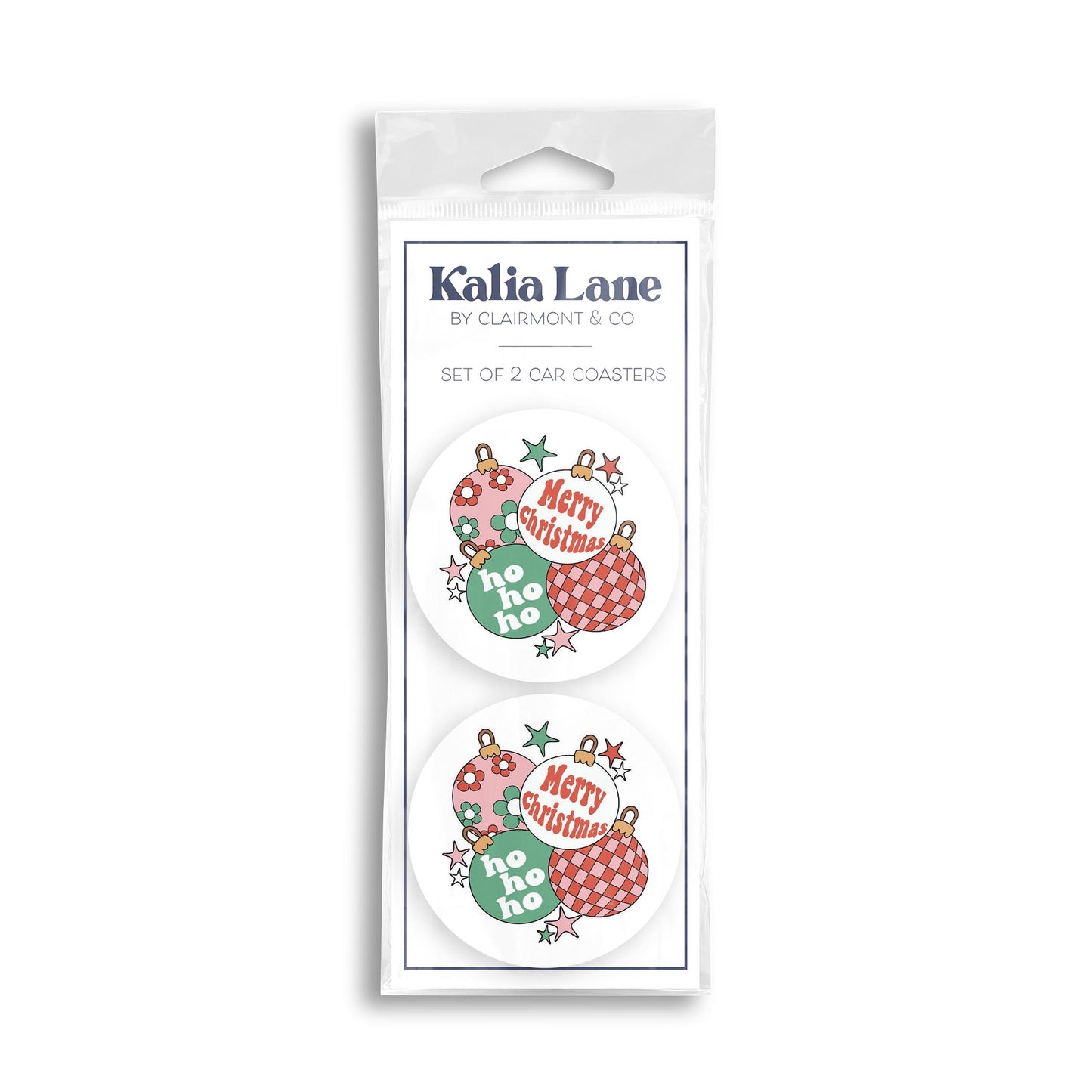 Car Coaster 2-Pack Kalia Lane-Retro Christmas Ornaments