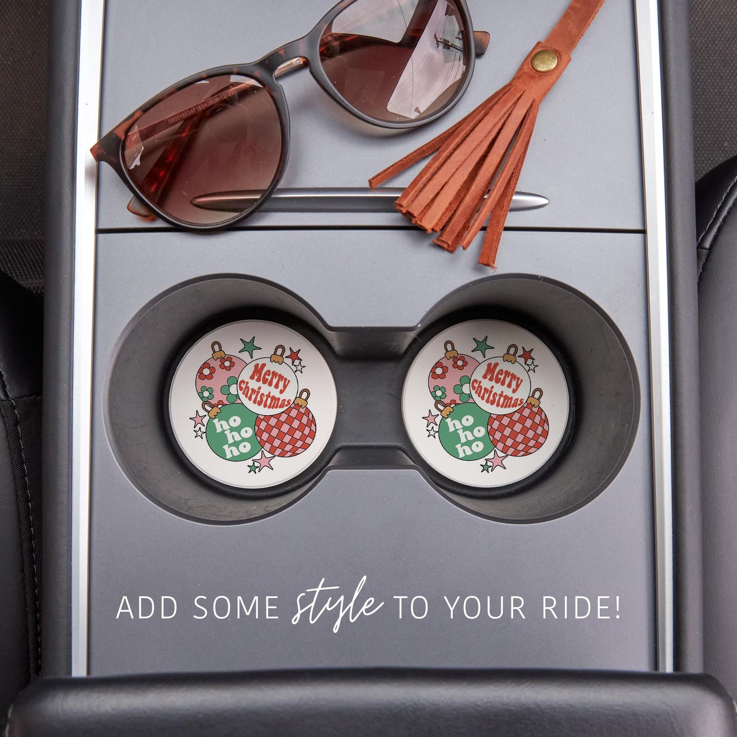 Car Coaster 2-Pack Kalia Lane-Retro Christmas Ornaments