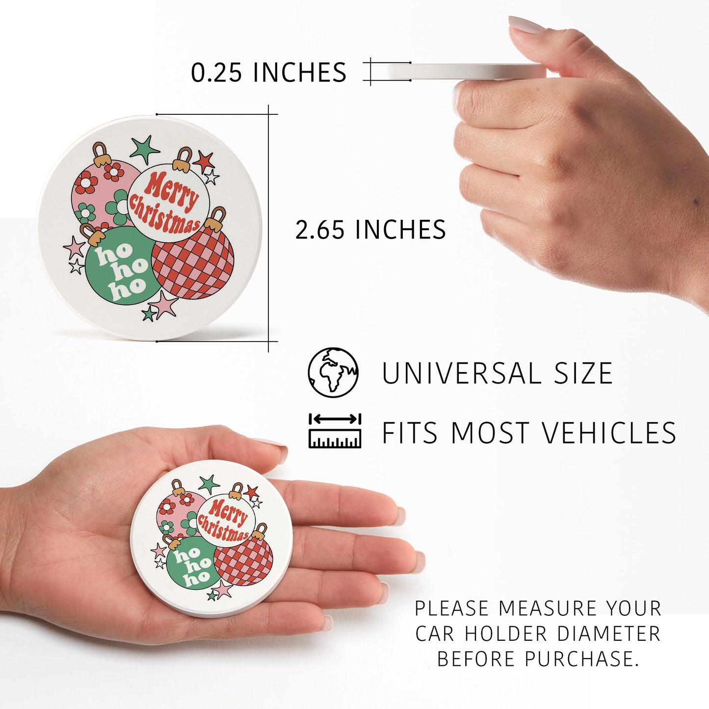 Car Coaster 2-Pack Kalia Lane-Retro Christmas Ornaments