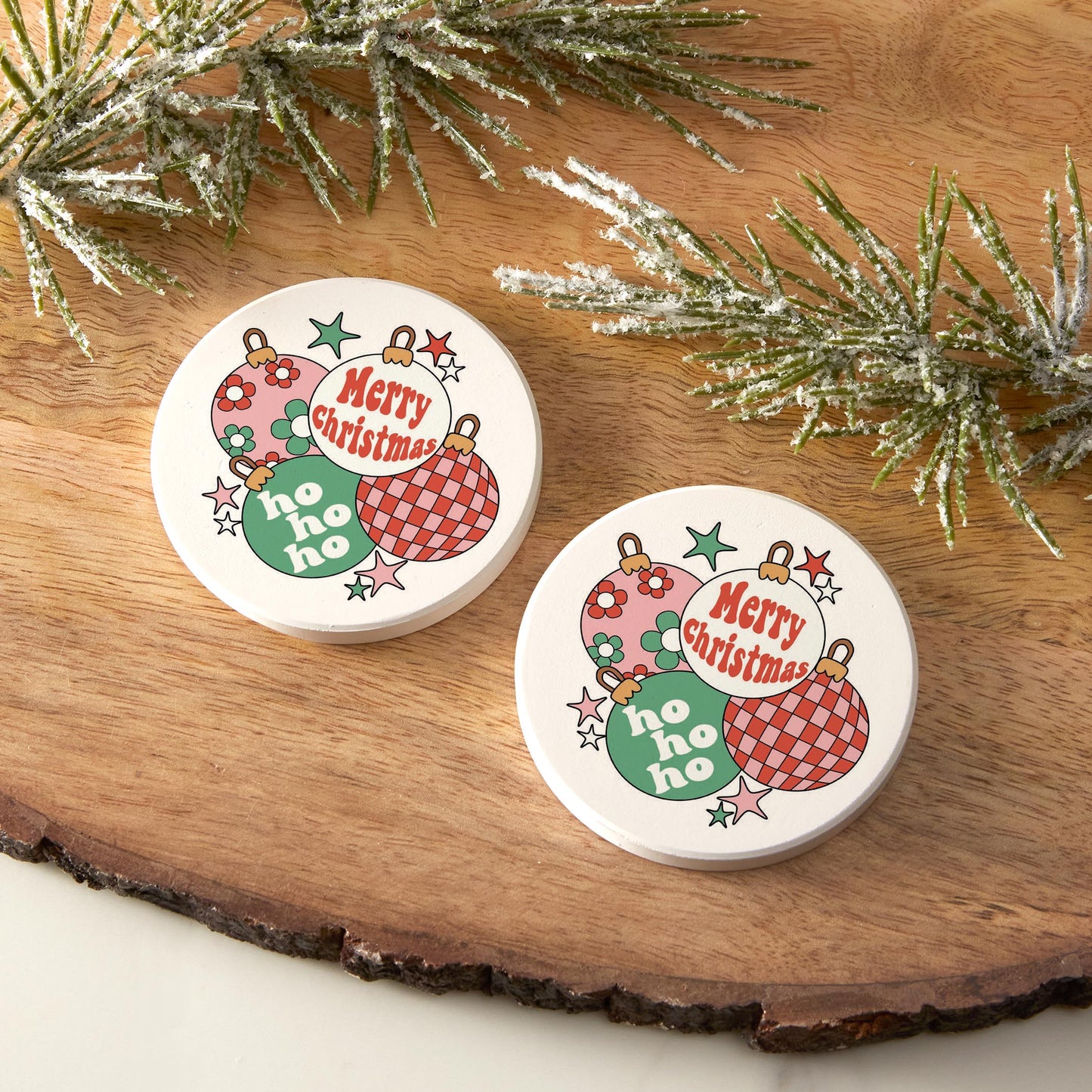 Car Coaster 2-Pack Kalia Lane-Retro Christmas Ornaments