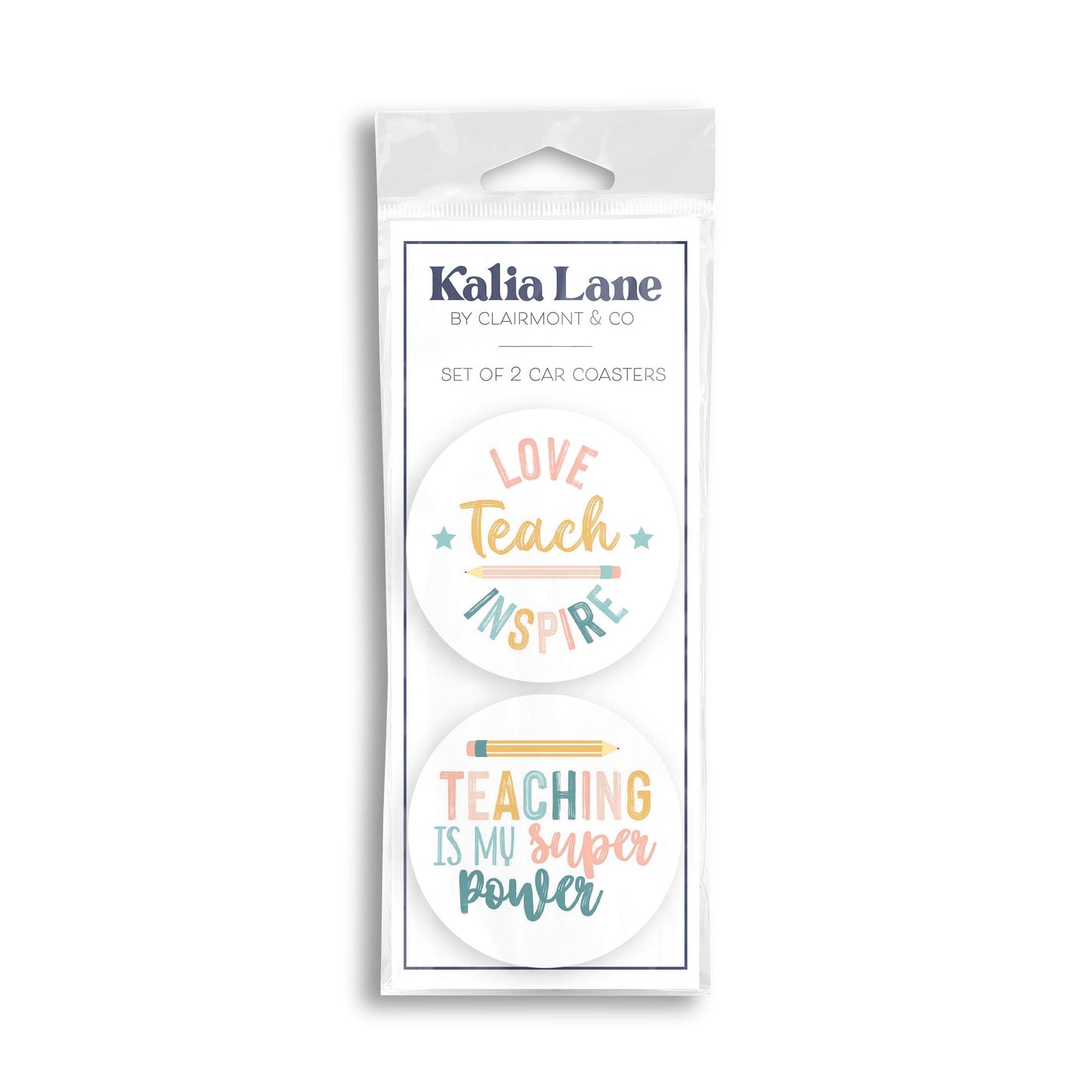 Car Coaster 2-Pack Kalia Lane-Love Teach Inspire & Super Power -0