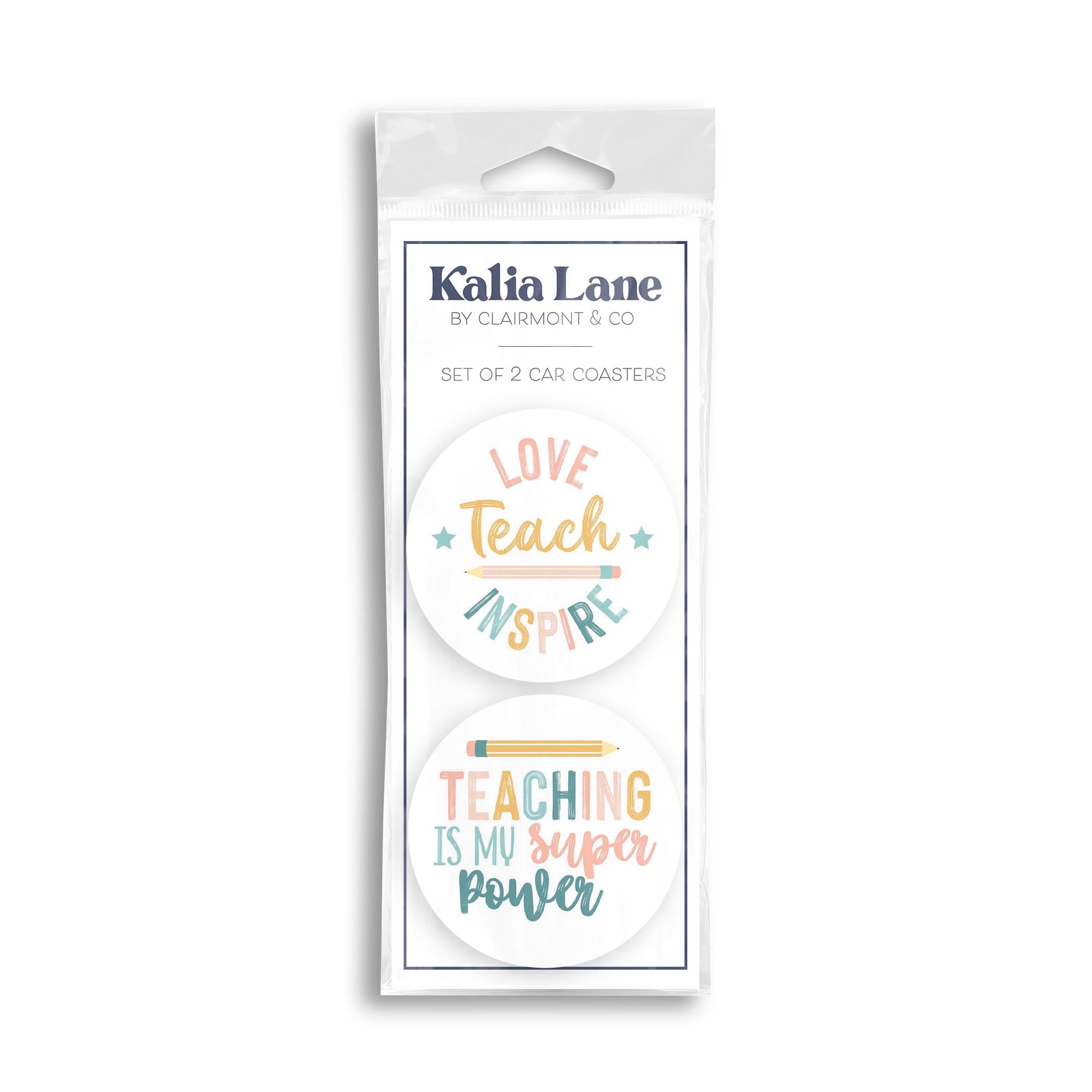 Car Coaster 2-Pack Kalia Lane-Love Teach Inspire & Super Power -0